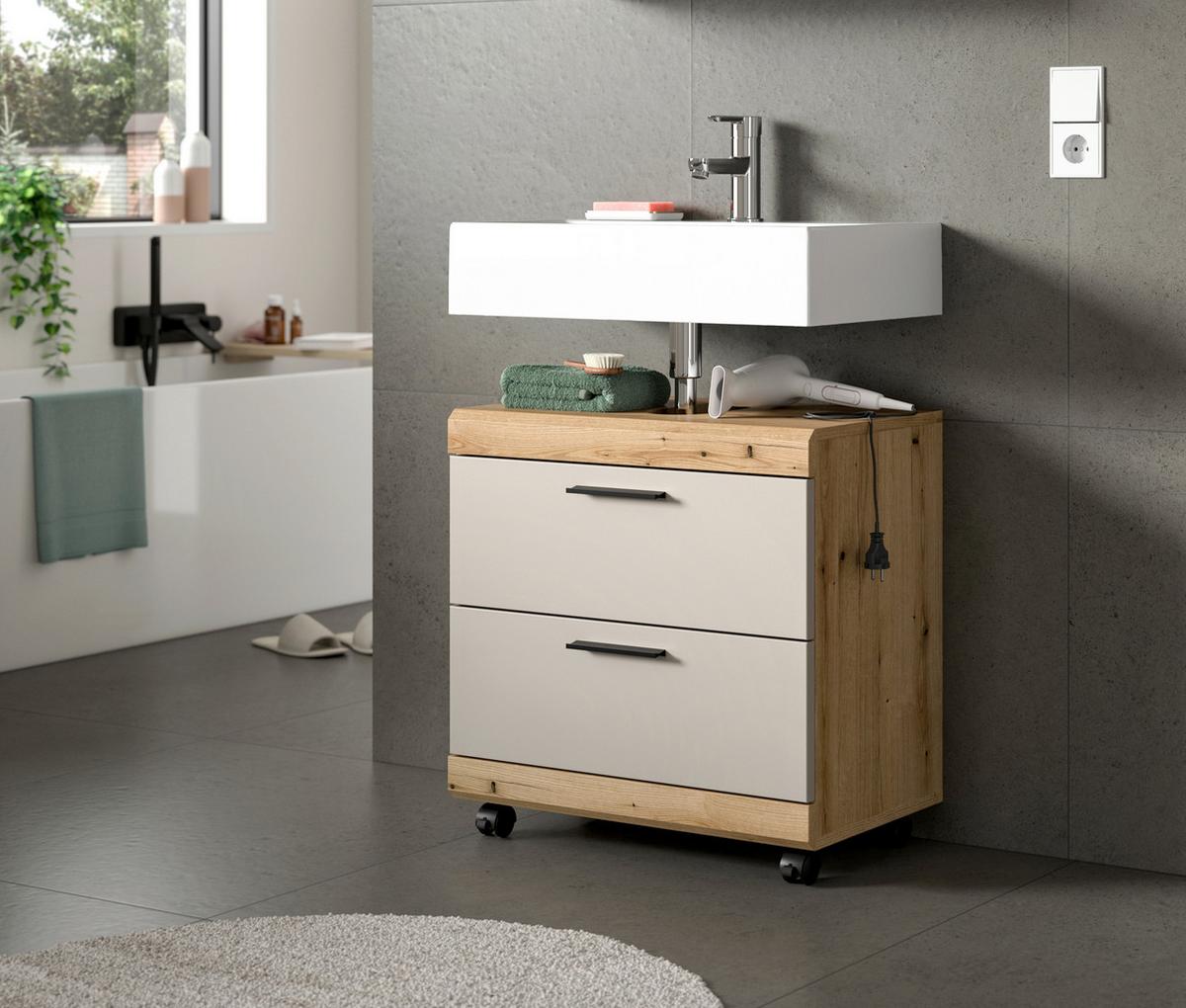 Waschbeckenunterschrank Scout Eichefarben/Kaschmir - Kaschmir/Eichefarben, Trend, Holzwerkstoff/Kunststoff (60/60/34cm) - MID.YOU
