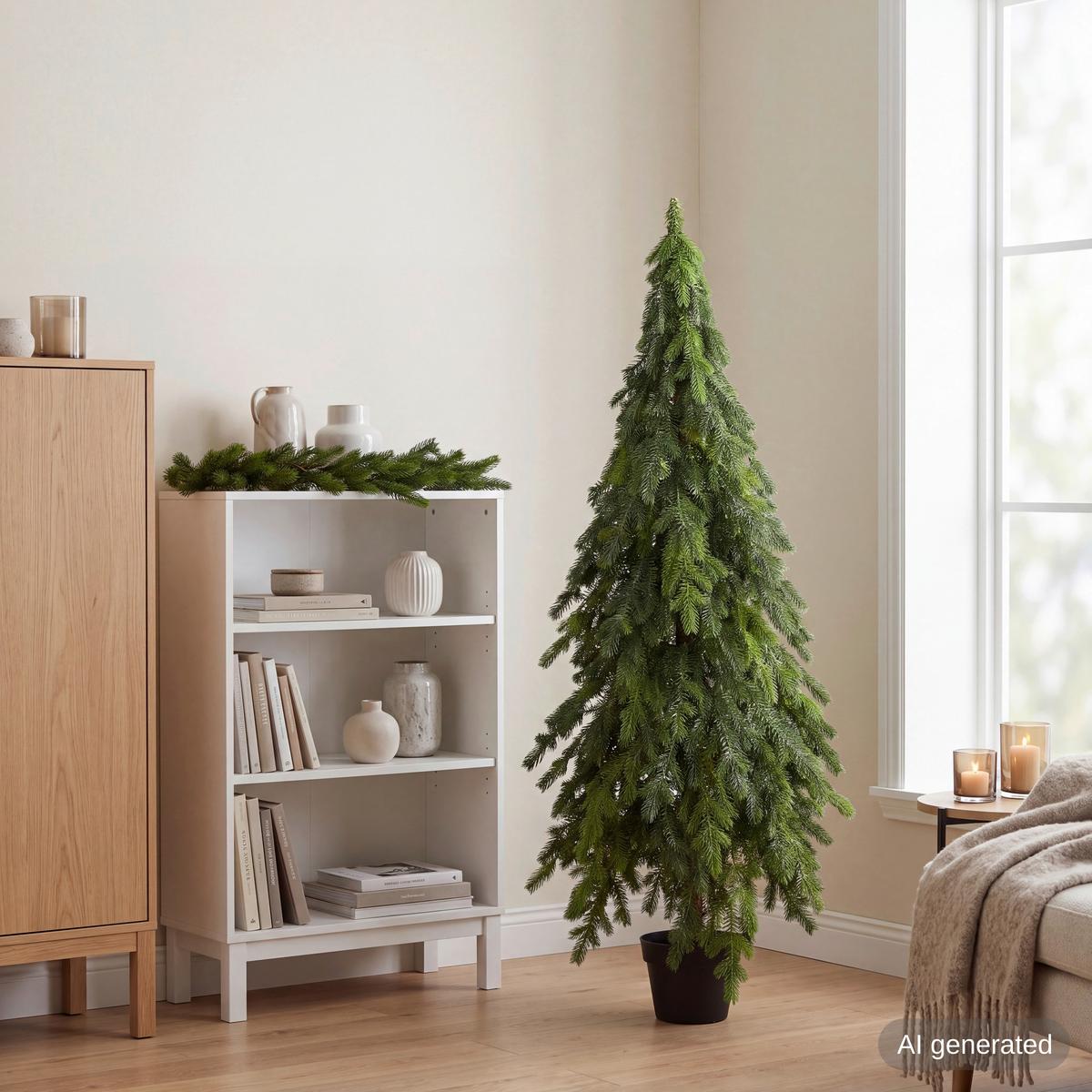 Kunstpflanze Fichten- pyramidenbaum Grün/Braun - Braun/Grün, Basics, Kunststoff (25/137cm)