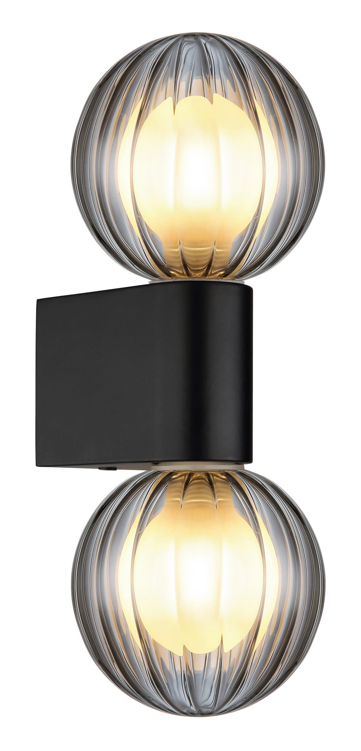 Badezimmer-Wandleuchte Ander Schwarz max. 10 Watt - Schwarz, KONVENTIONELL, Glas/Metall (26,5/10/12cm) - Globo