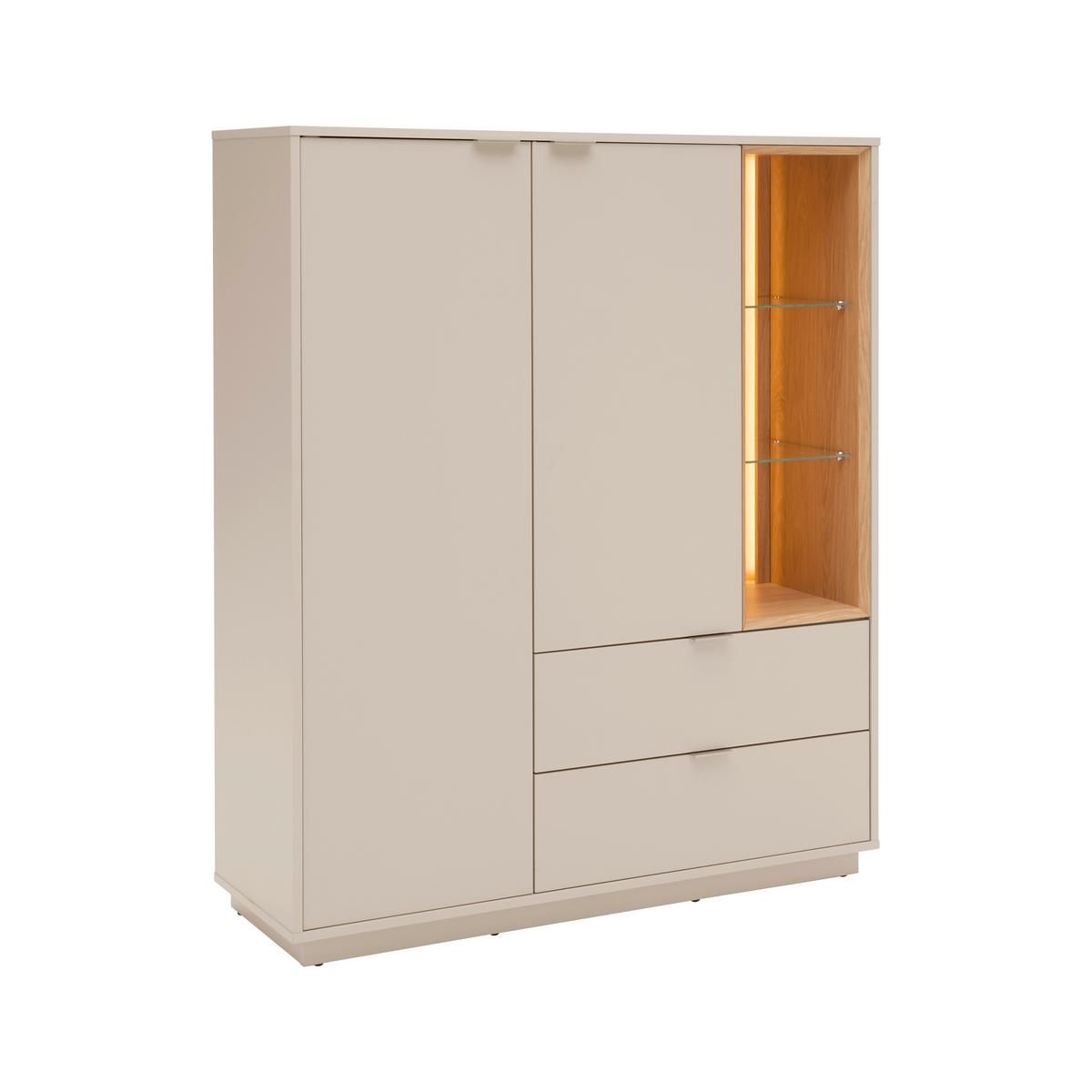 Sideboard Velasca Type 06 Eichefarben/Kaschmir - Kaschmir/Eichefarben, MODERN, Glas/Holzwerkstoff (116,4/141,6/40cm) - Premium Living