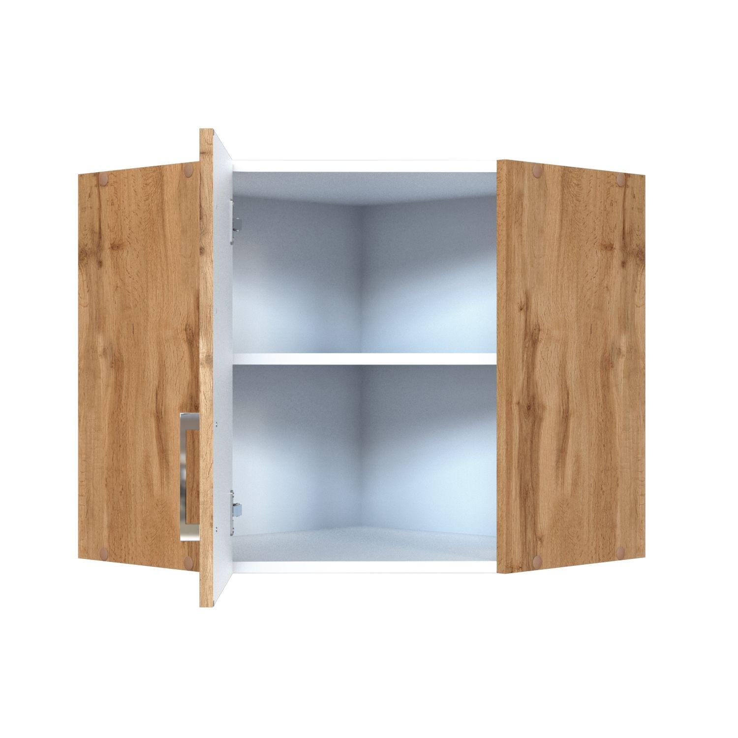 Held Eckoberschrank ca. 60 cm Eichefarben - Chromfarben/Eiche Wotan, MODERN, Holzwerkstoff/Metall (60/57/60cm) - Held