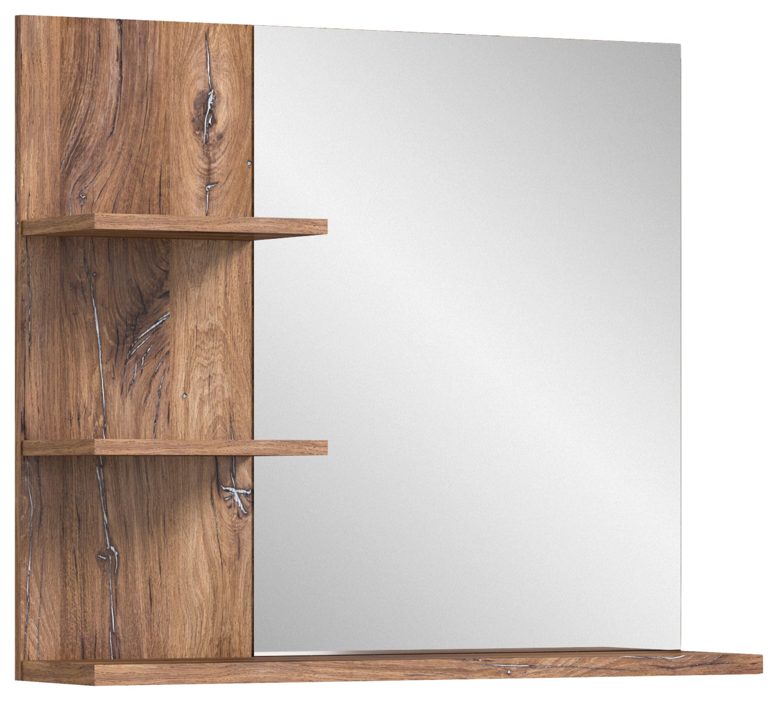 Badezimmerspiegel Ramon ca. 80x70 cm Eiche - MODERN, Glas/Holzwerkstoff (80/70/20cm) - MID.YOU