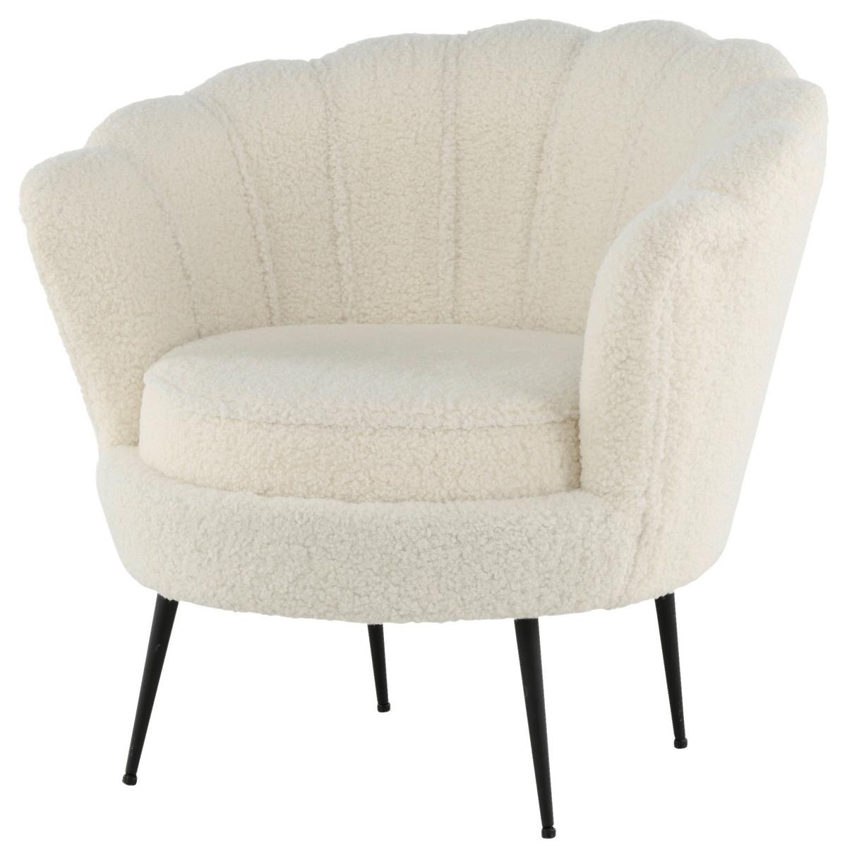 Sessel Calais Teddystoff ca. 83x76 cm Weiß - Schwarz/Weiß, Design, Textil/Metall (83/76/77cm) - Livetastic