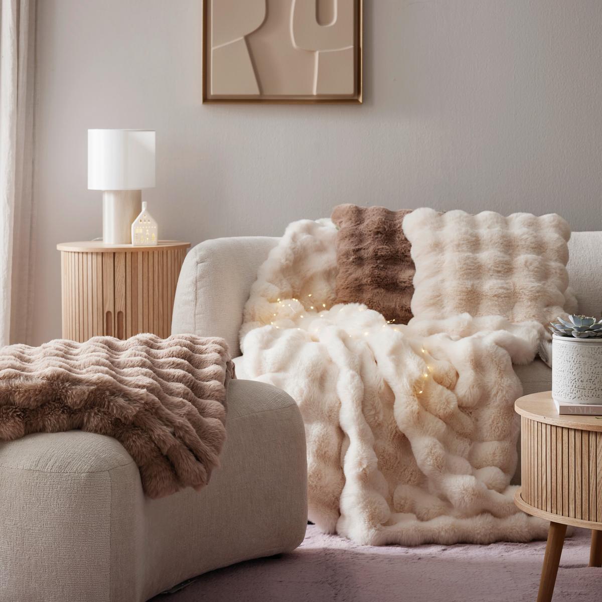 Műszőrme Díszpárna Bella 45/45 - szürke, Modern, textil (45/45cm) - Premium Living