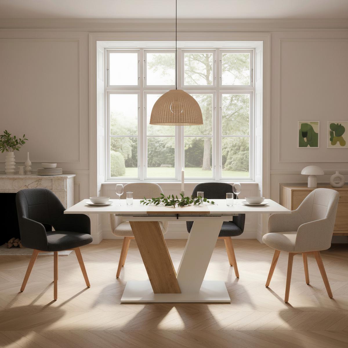 ESSTISCH SIENA T - Weiß/Eiche Artisan, MODERN, Holzwerkstoff (110-150/76/70cm) - MID.YOU