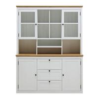 Buffetaufsatz Korsika Eichefarben/Weiß - Eichefarben/Schwarz, ROMANTIK / LANDHAUS, Glas/Holzwerkstoff (150/110/37cm) - Mömax