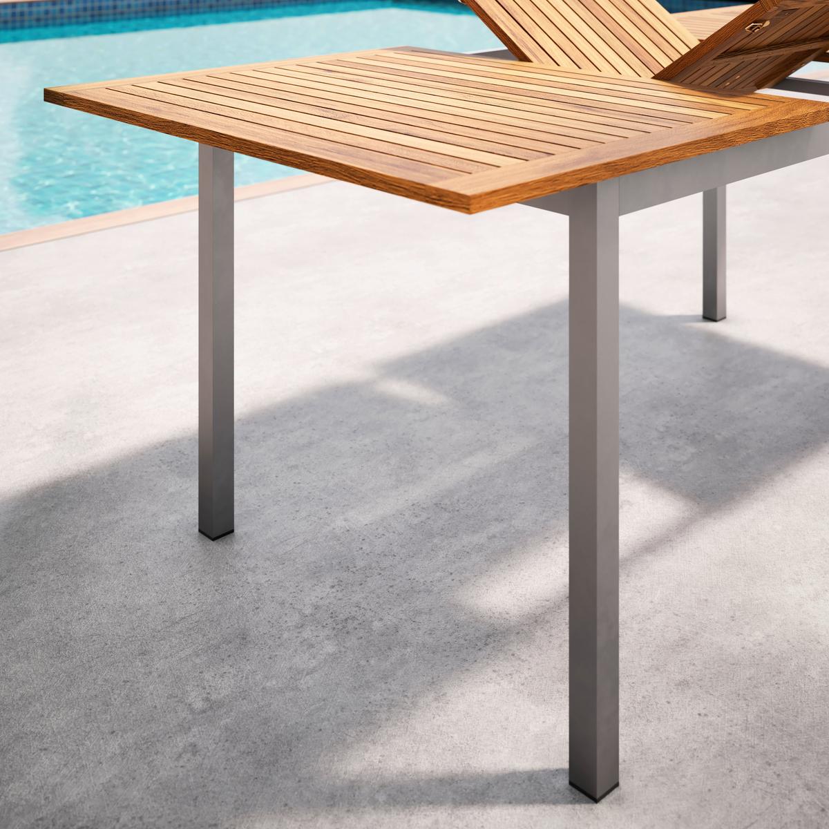 Raztegljiva Vrtna Miza Kos, Akacija, Jeklo, 150-200x90cm - siva, Natur, kovina/les (150-200/75/90cm) - Mömax