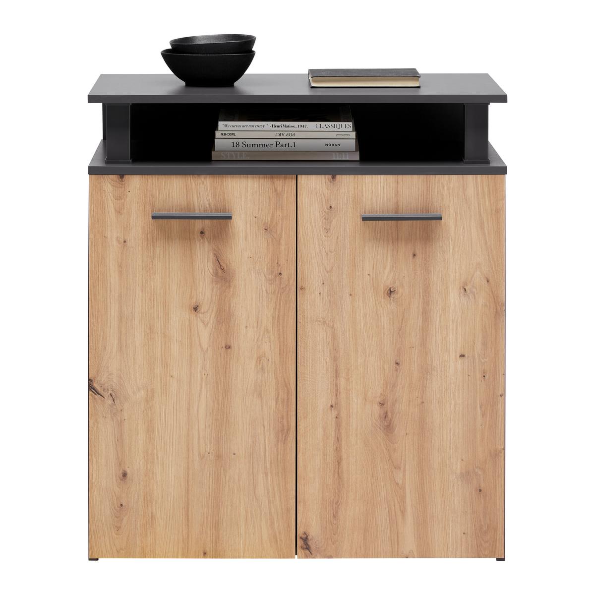 Kommode Montana Anthrazit/Eiche Artisan - Anthrazit/Schwarz, Modern, Holzwerkstoff/Kunststoff (78/90/38cm) - Mömax