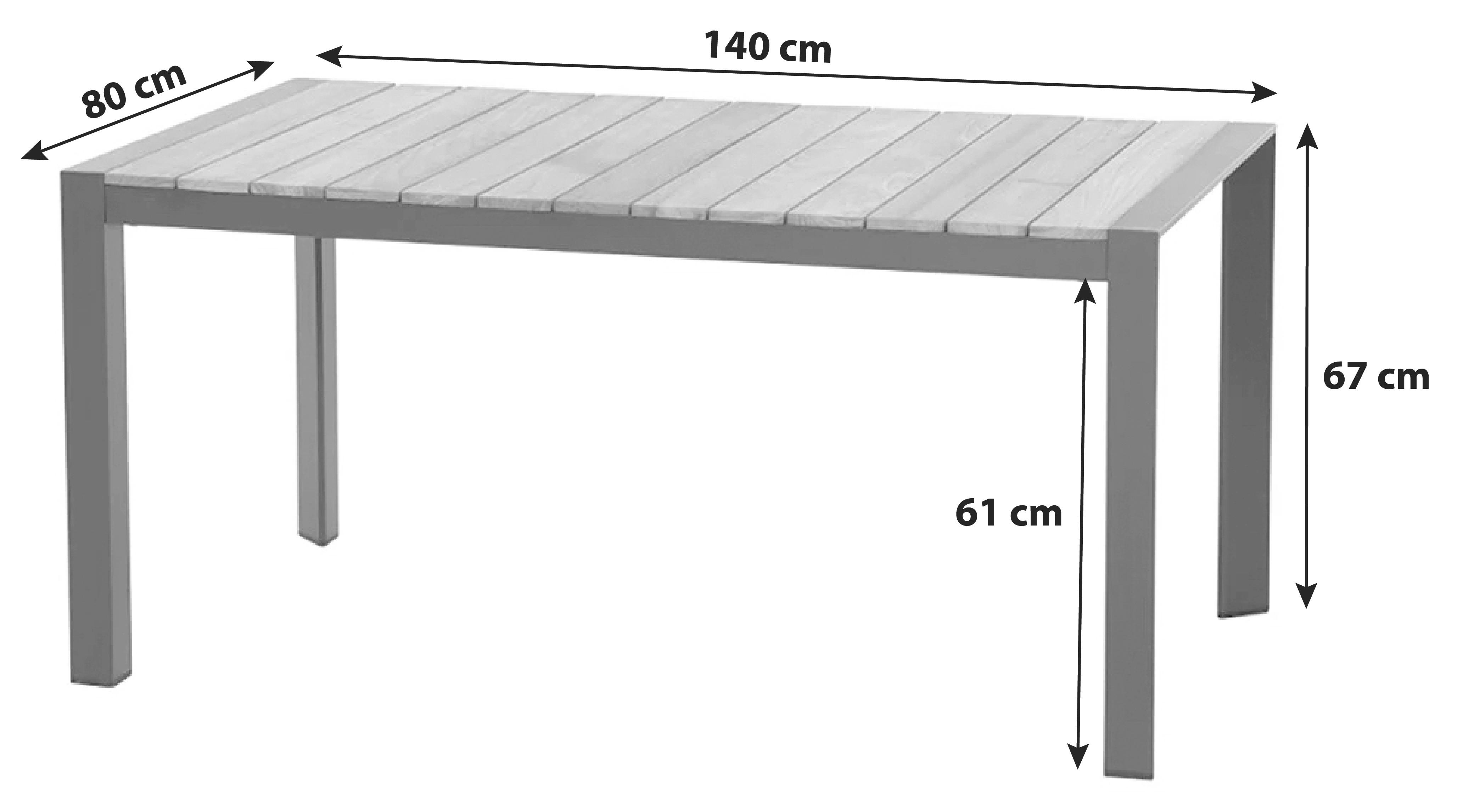 Siena Garden Gartentisch ca.140x80x67cm Tekholz/Metall - Anthrazit/Teakfarben, KONVENTIONELL, Holz/Metall (140/80/67cm) - Siena Garden