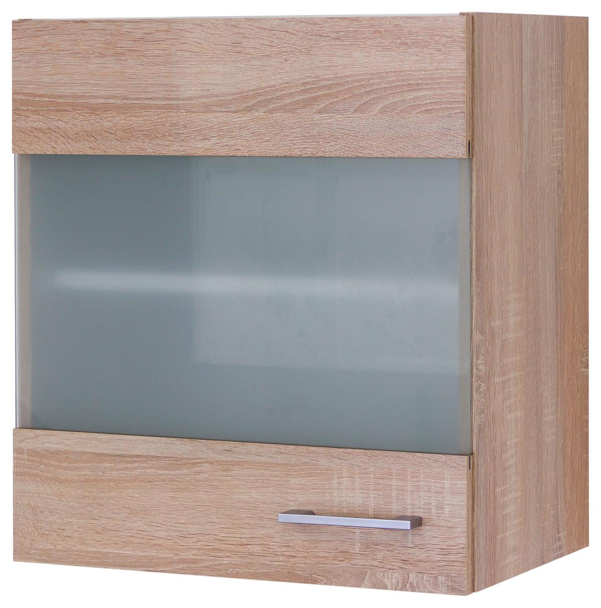 Kuhinjska Zgornja Omarica Samoa, Barva Hrasta - bela/barve aluminija, Konvencionalno, umetna masa/leseni material (50/54,8/32cm)