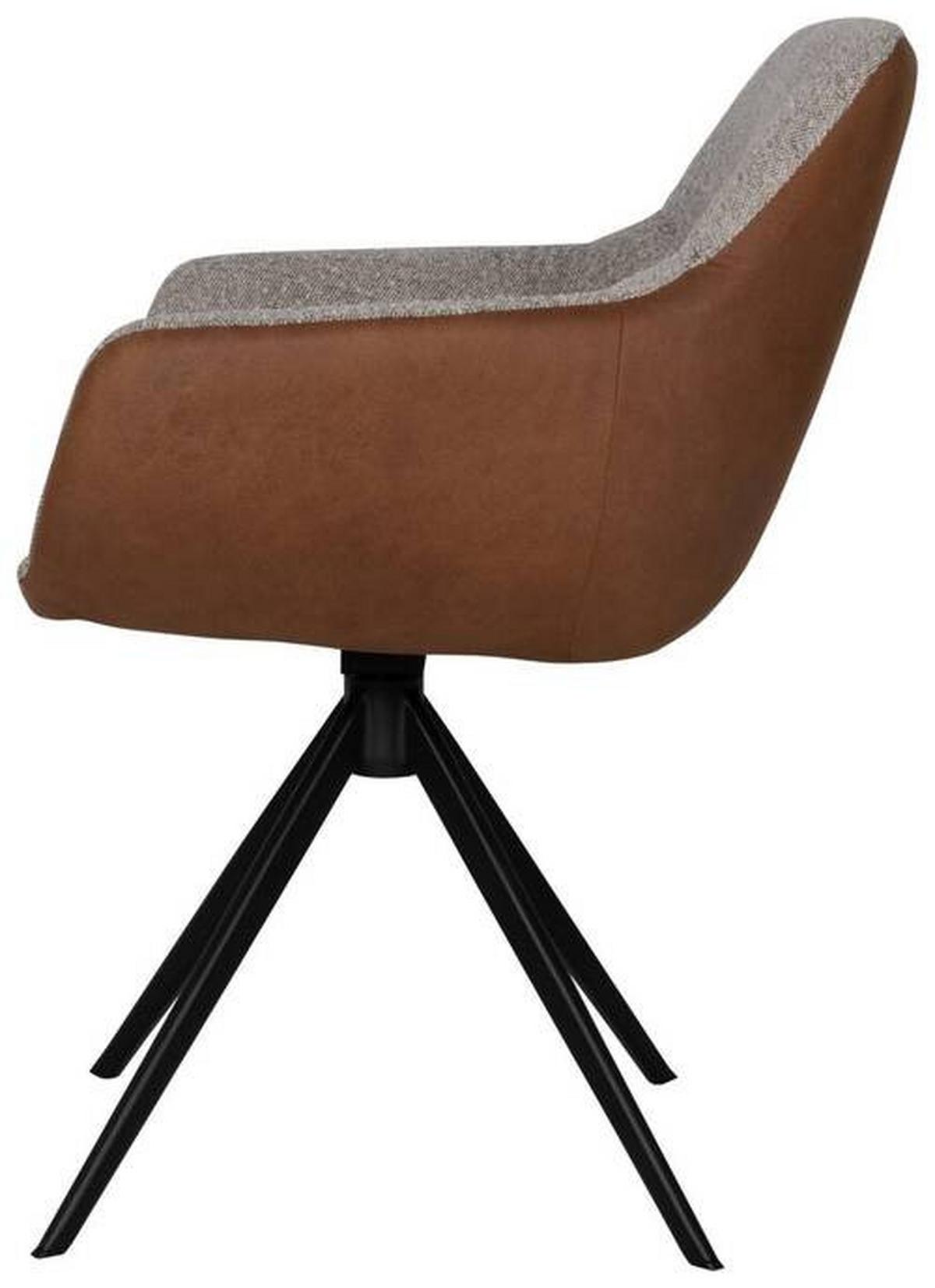 KRZESŁO Z PODŁOKIETNIKAMI FONS - greige/czarny, Design, metal/tkanina (61/85/61cm) - Valdera