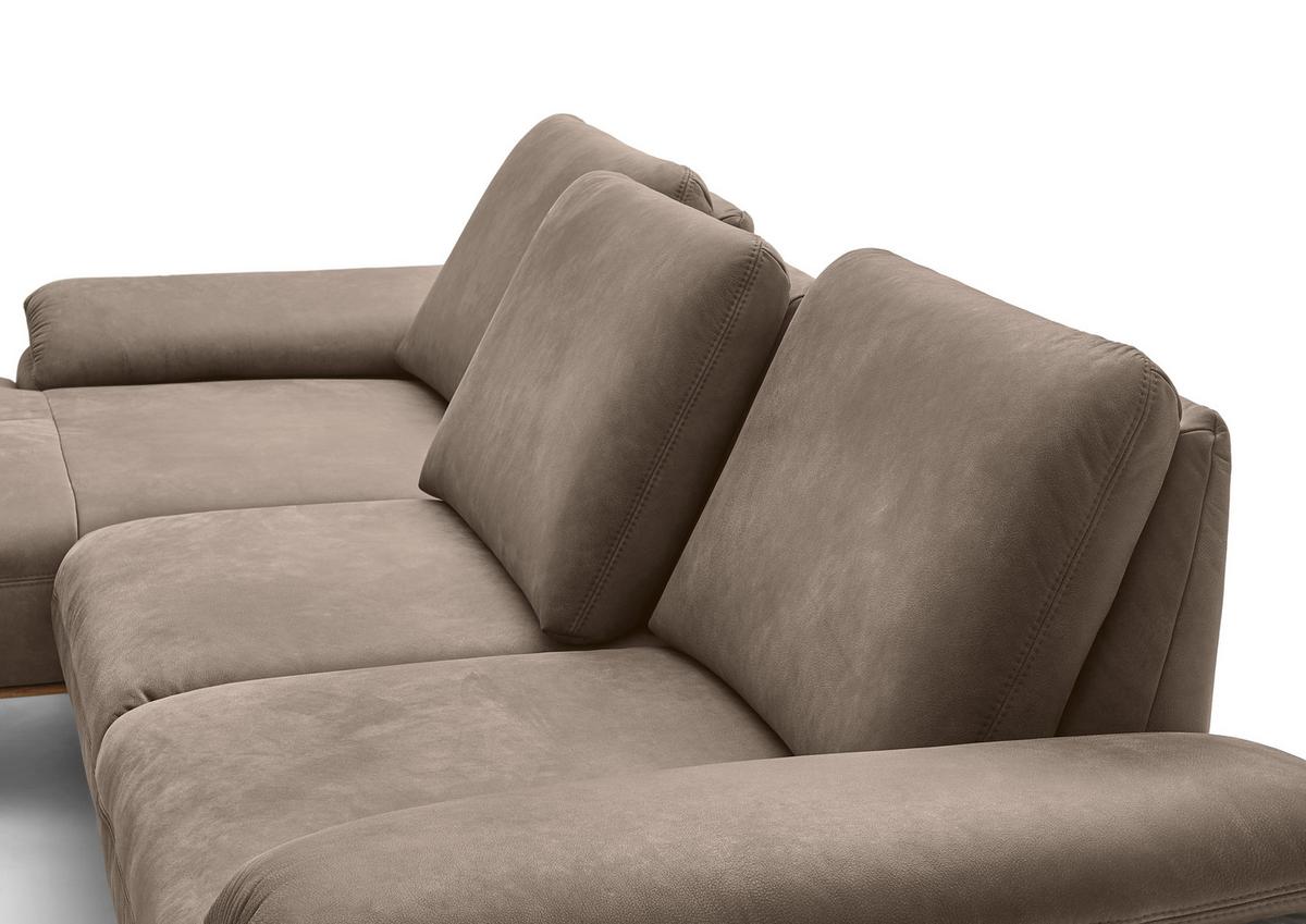 Wohnlandschaft Erling Alufarben - Beige/Alufarben, MODERN, Leder/Metall (187/89/322cm) - Premium Living