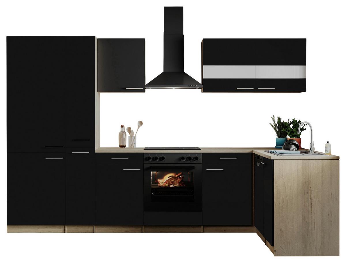 Eckküche Merle m. Geräten ca. 310x172cm Grau - Edelstahlfarben/Eichefarben, Basics, Holzwerkstoff/Metall (310/172cm) - Respekta