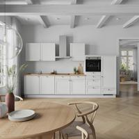 Küchenleerblock Frame Low o. Geräte Weiß - Edelstahlfarben/Eichefarben, MODERN, Holzwerkstoff/Metall (360cm) - Nobilia