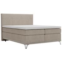 Boxspringbett Cromo Beige ca. 160x200 - Beige/Silberfarben, KONVENTIONELL, Textil/Metall (160/200cm) - Premium Living