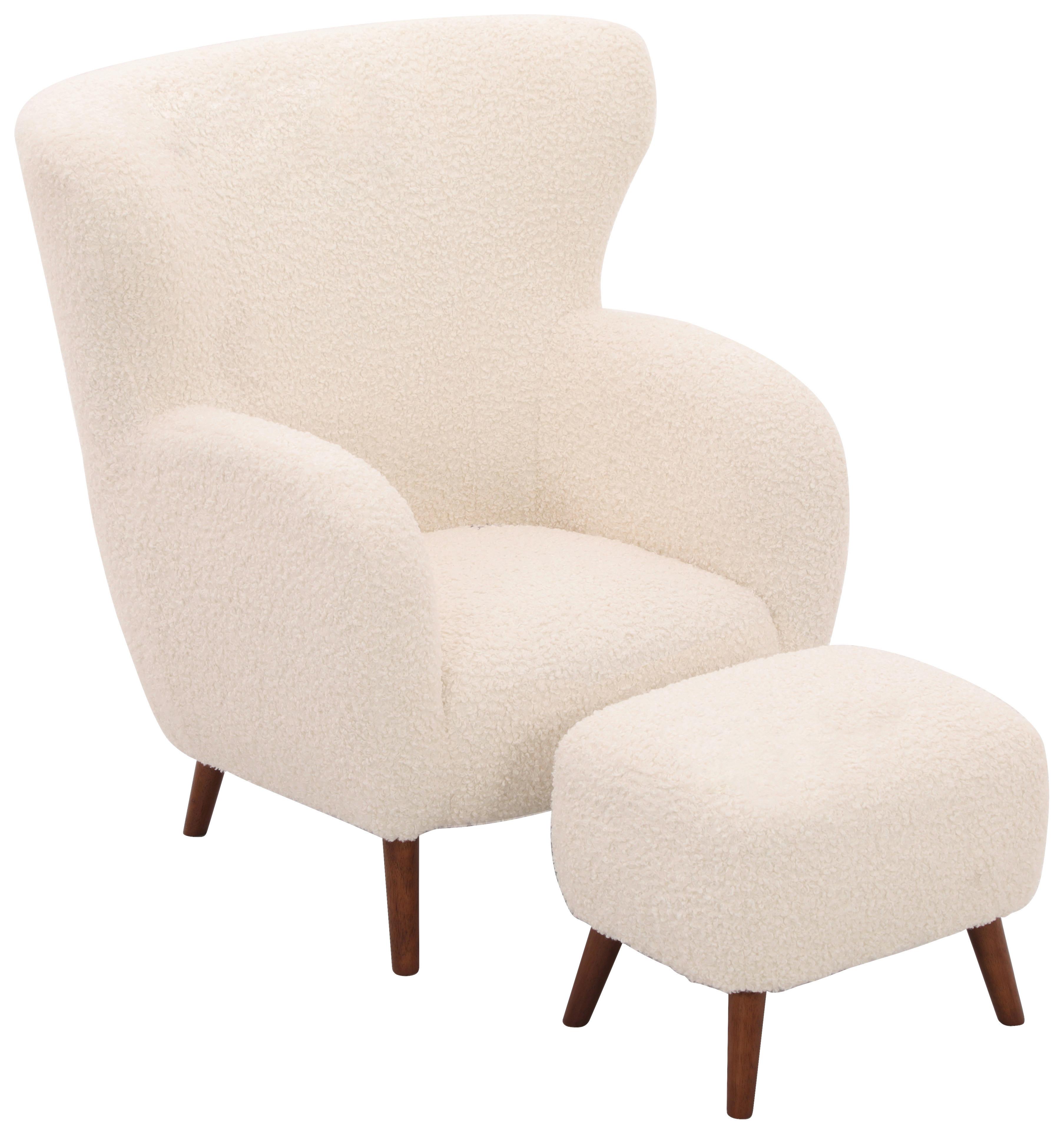 Fotelj Savoy, Bela - bela/barve kostanja, Design, kovina/tekstil (90/98/88cm) - Livetastic