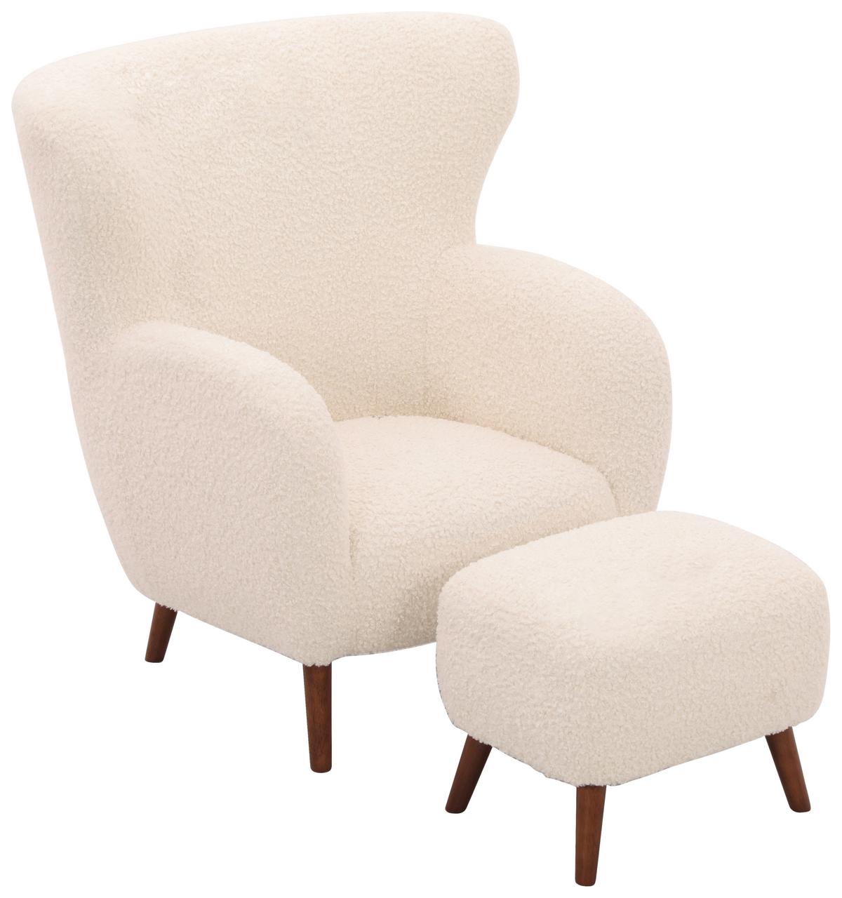 Fotelj Savoy, Bela - bela/barve kostanja, Design, kovina/tekstil (90/98/88cm) - Livetastic