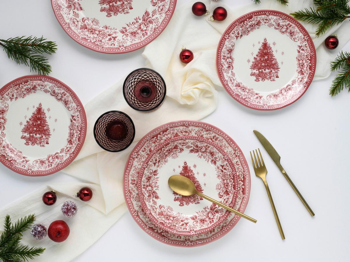 Jedilni Servis Christmas Tree, 12-Delni - rdeča, Basics, keramika - Creatable