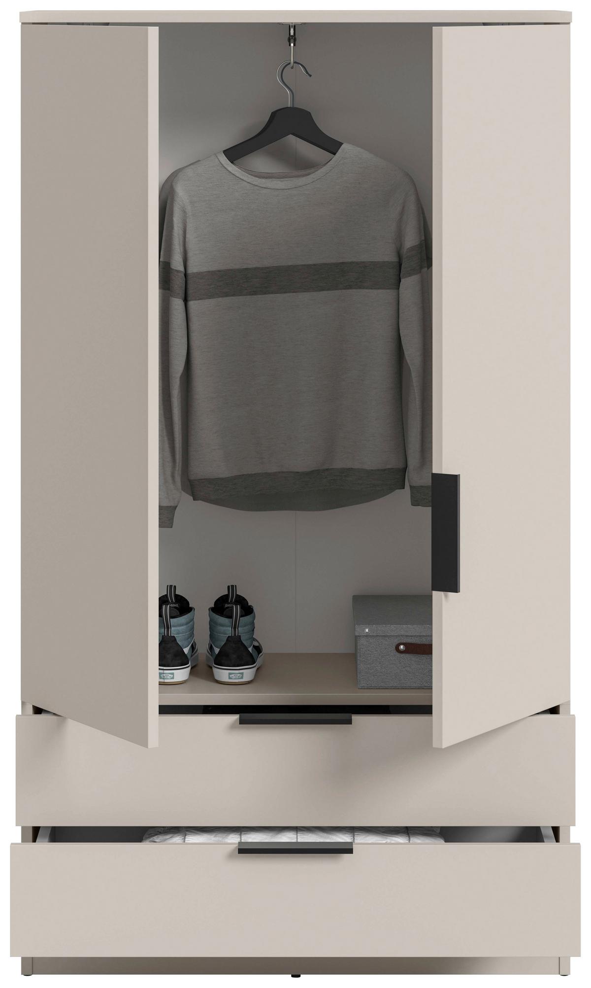 Drehtürenschrank KOPENHAGEN Kaschmir - Kaschmir/Schwarz, MODERN, Holzwerkstoff/Kunststoff (80cm) - Livetastic