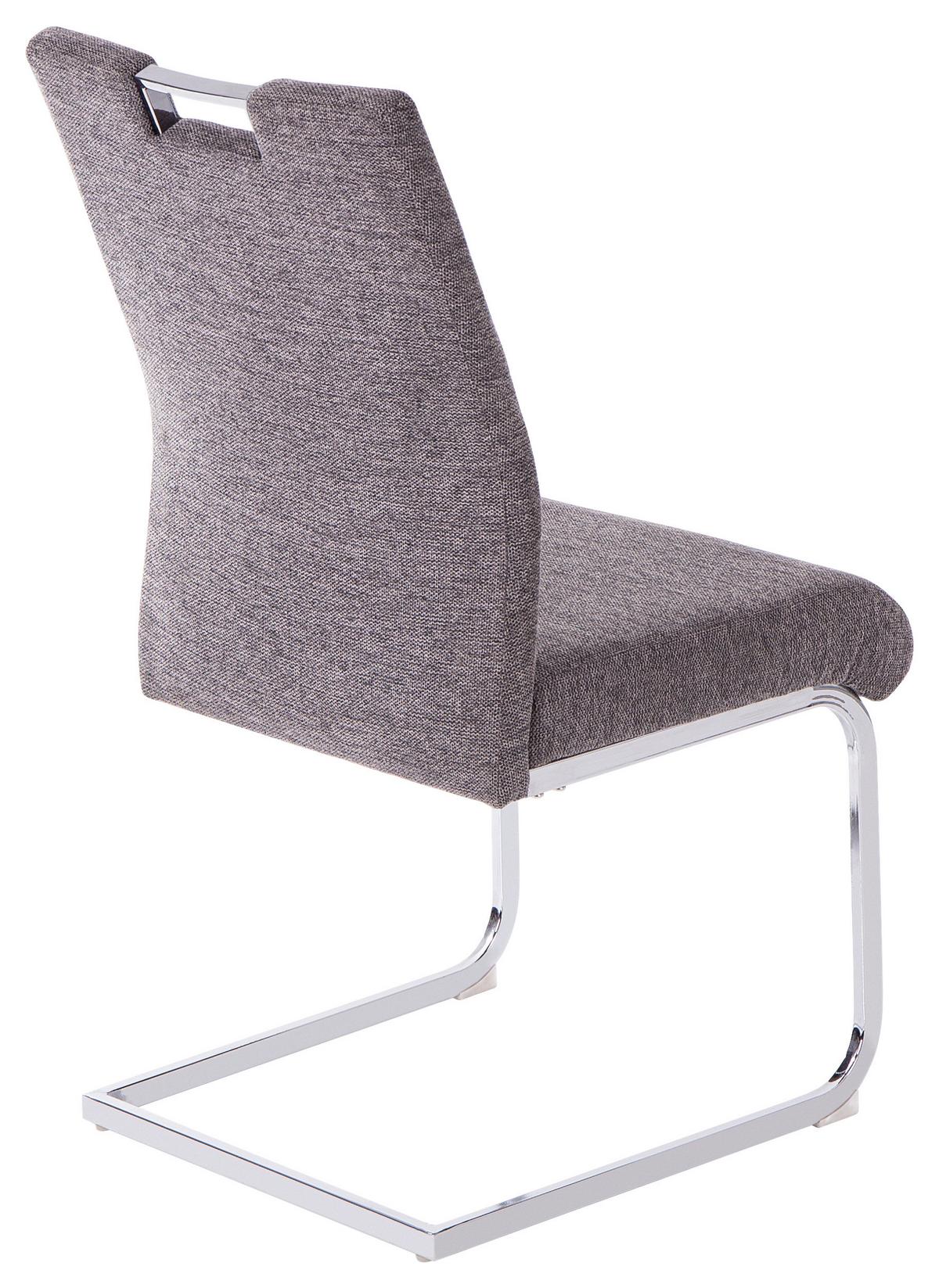 KRZESŁO NA PŁOZIE SALLY 2 - szary/kolor chromowy, Design, metal/tkanina (49/98/62cm) - Carryhome