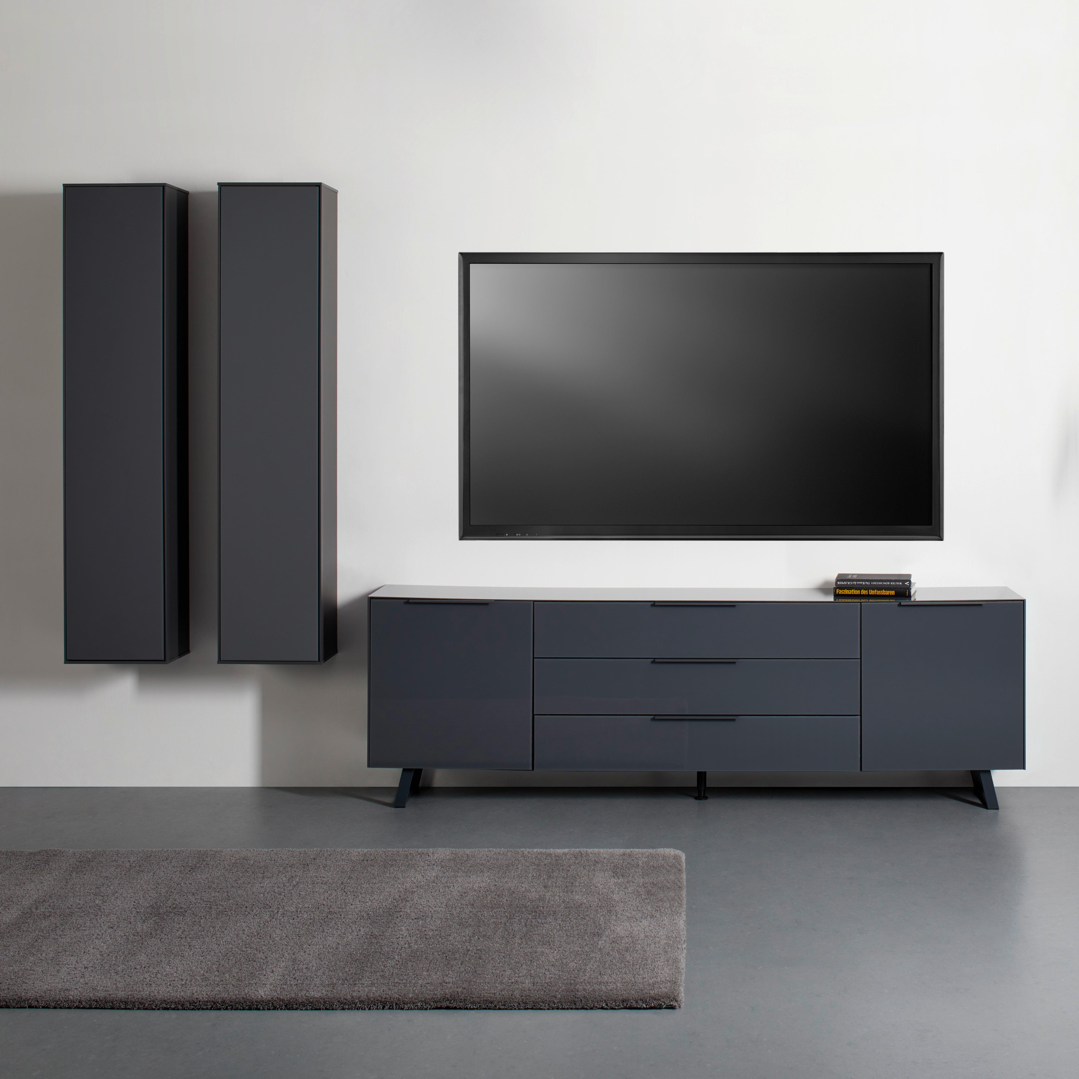 Tv-elem Max Box - antracit, Modern, faalapú anyag/Üveg (235/63/45cm) - Premium Living