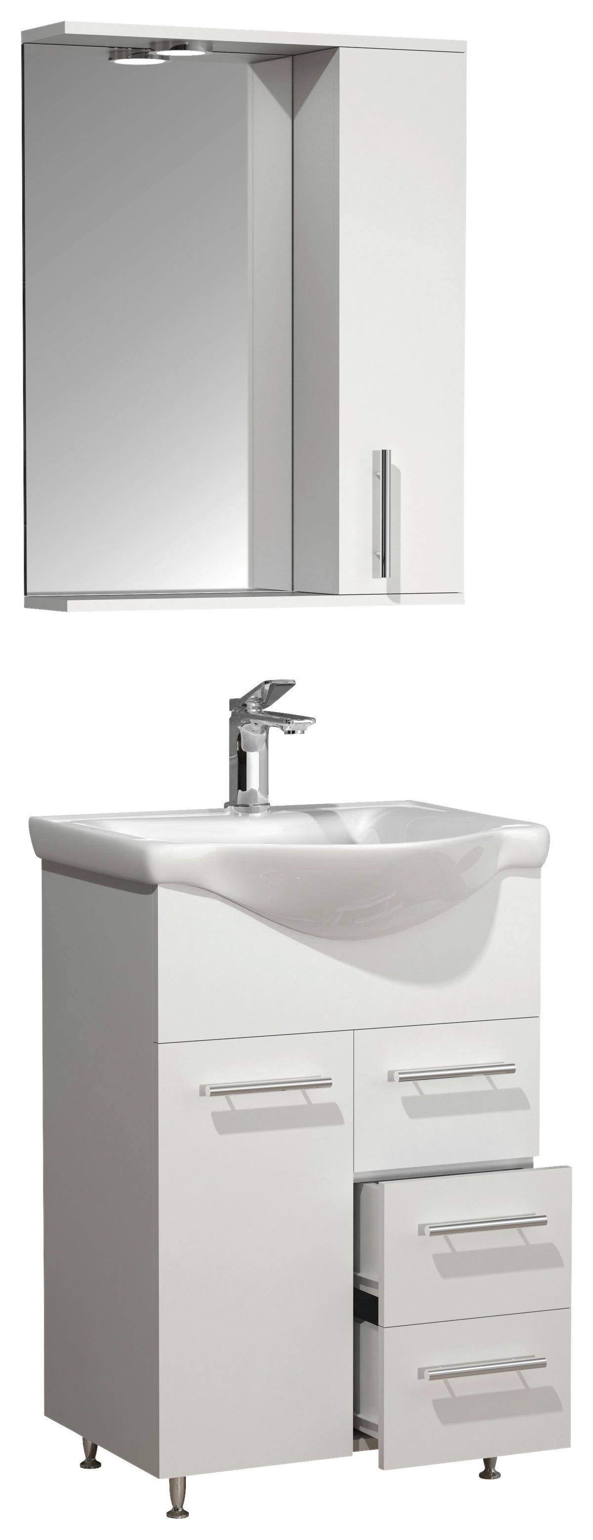 Kopalnica Lisalo L, Bela - srebrne barve/bela, Moderno, umetna masa/steklo (55cm) - MID.YOU