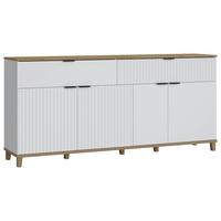 Komoda Plissee, Bela, Barva Hrasta - barve hrasta/bela, Moderno, kovina/leseni material (187,1/86,4/40cm) - Mömax