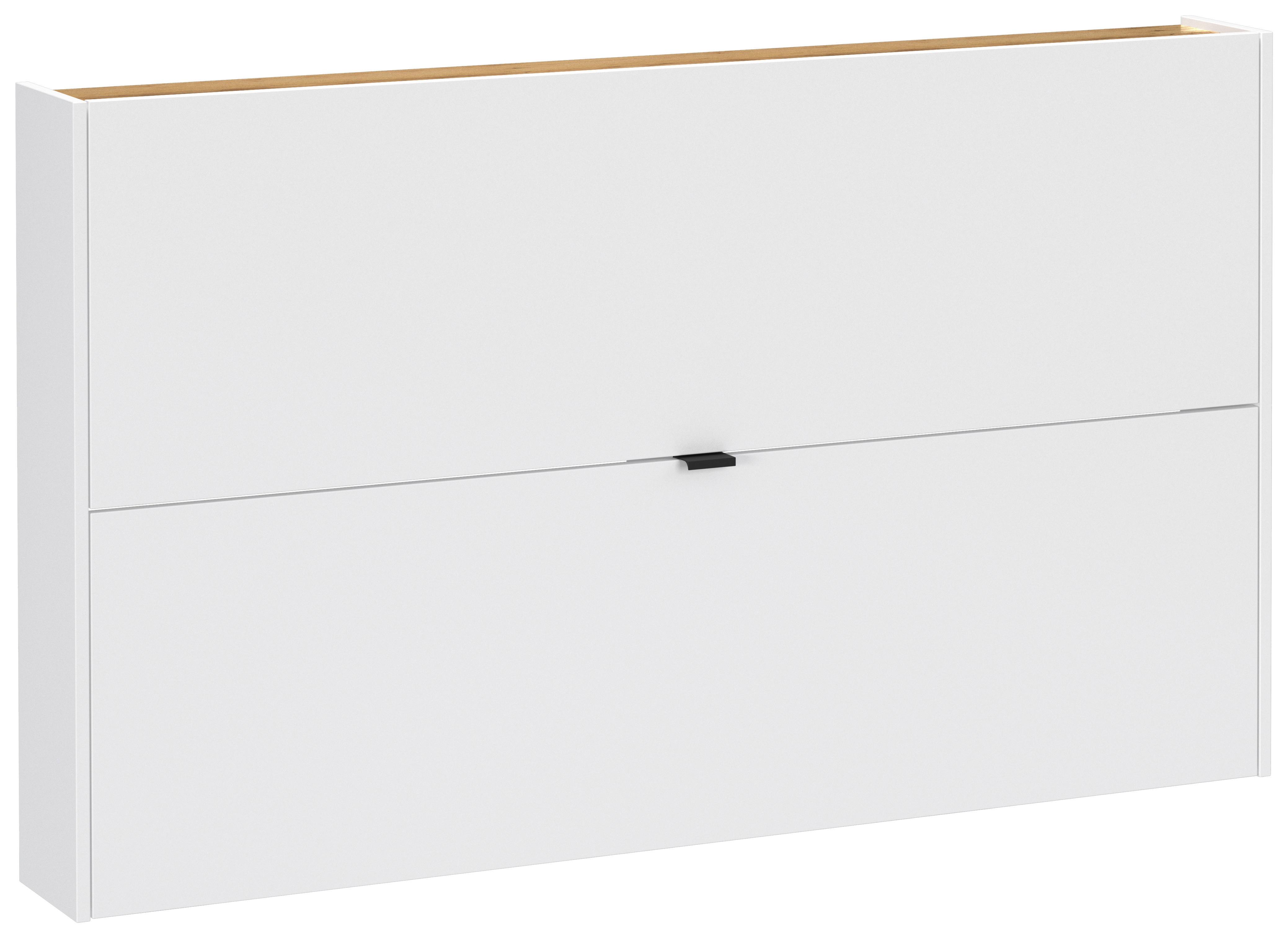 Hängeschuhschrank Ameca Weiß/Eichefarben - Eichefarben/Schwarz, MODERN, Holzwerkstoff/Metall (140/83/18cm) - Premium Living