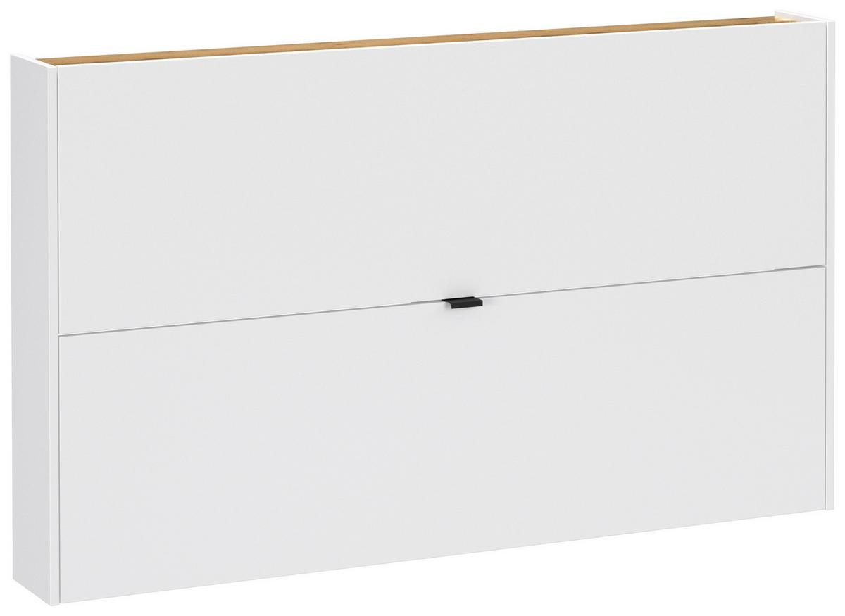 Hängeschuhschrank Ameca Weiß/Eichefarben - Eichefarben/Schwarz, MODERN, Holzwerkstoff/Metall (140/83/18cm) - Premium Living