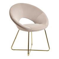 Armlehnstuhl in Beige Samtbezug - Beige/Goldfarben, MODERN, Textil/Metall (57/83/60cm) - MID.YOU