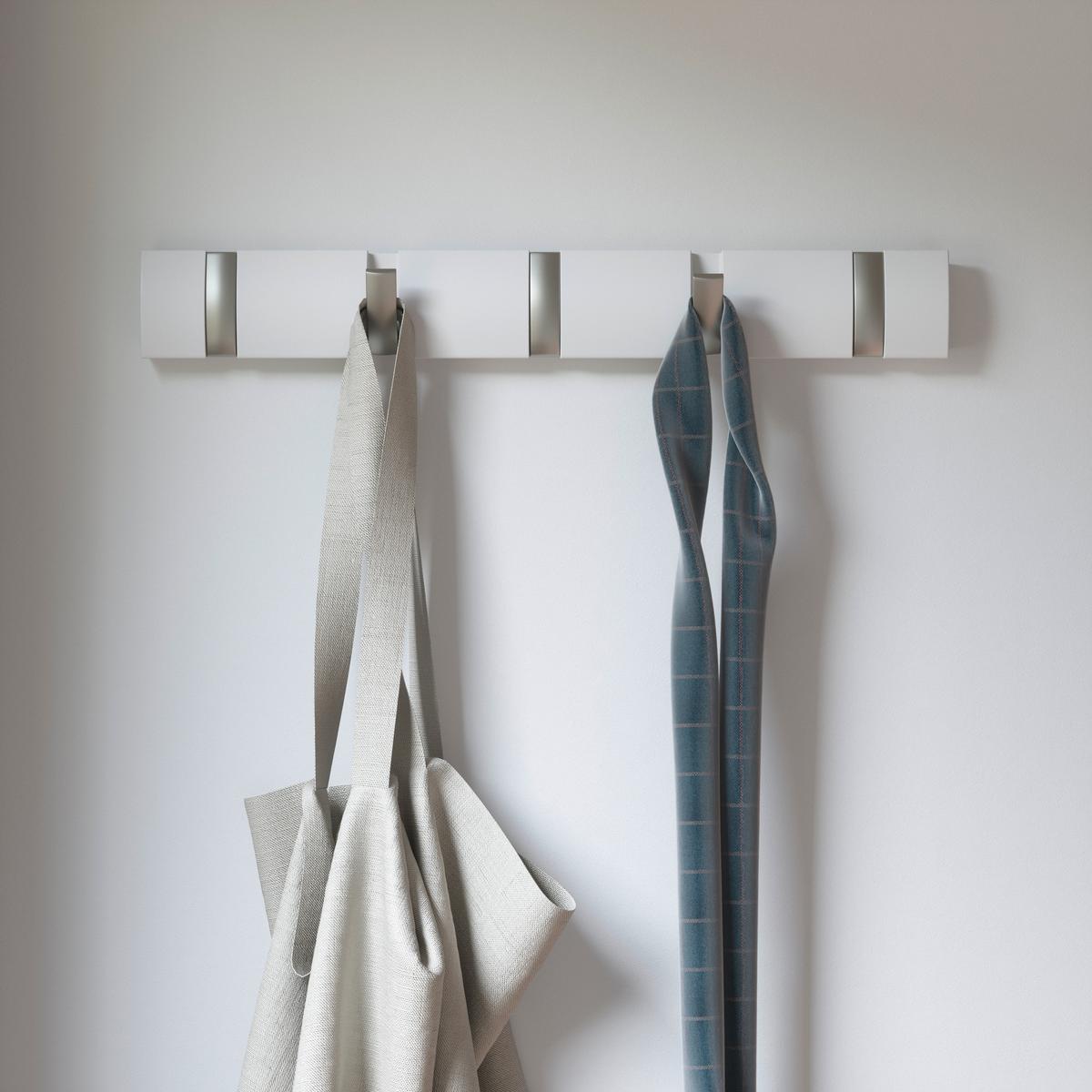 WIESZAK ŚCIENNY 318850-660 - biały/kolor niklowy, Basics, metal/drewno (51/6/3cm) - Umbra