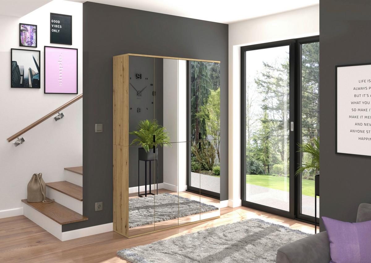 Ormar Projekt X - hrast Artisan/crna, Konvencionalno, staklo/drvni materijal (61/193/34cm) - Modern Living