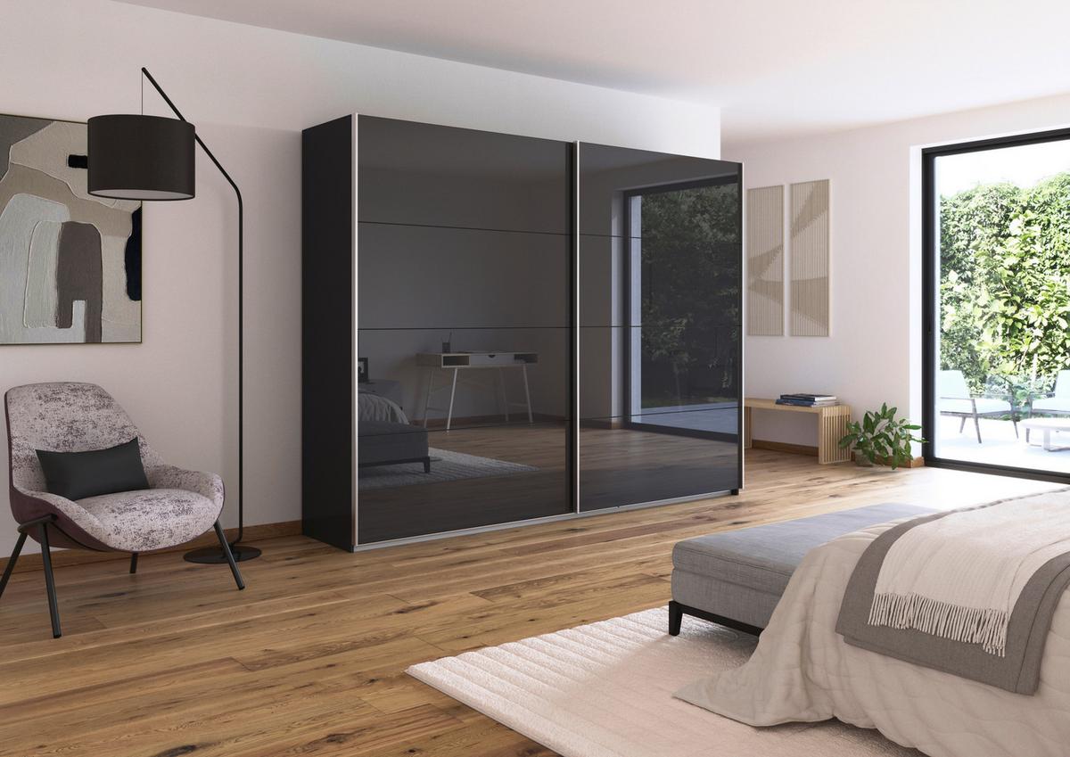 DULAP USI CULISANTE FELDKIRCH - antracit/antracit lucios intens, Modern, sticlă/material pe bază de lemn (271/210/62cm)