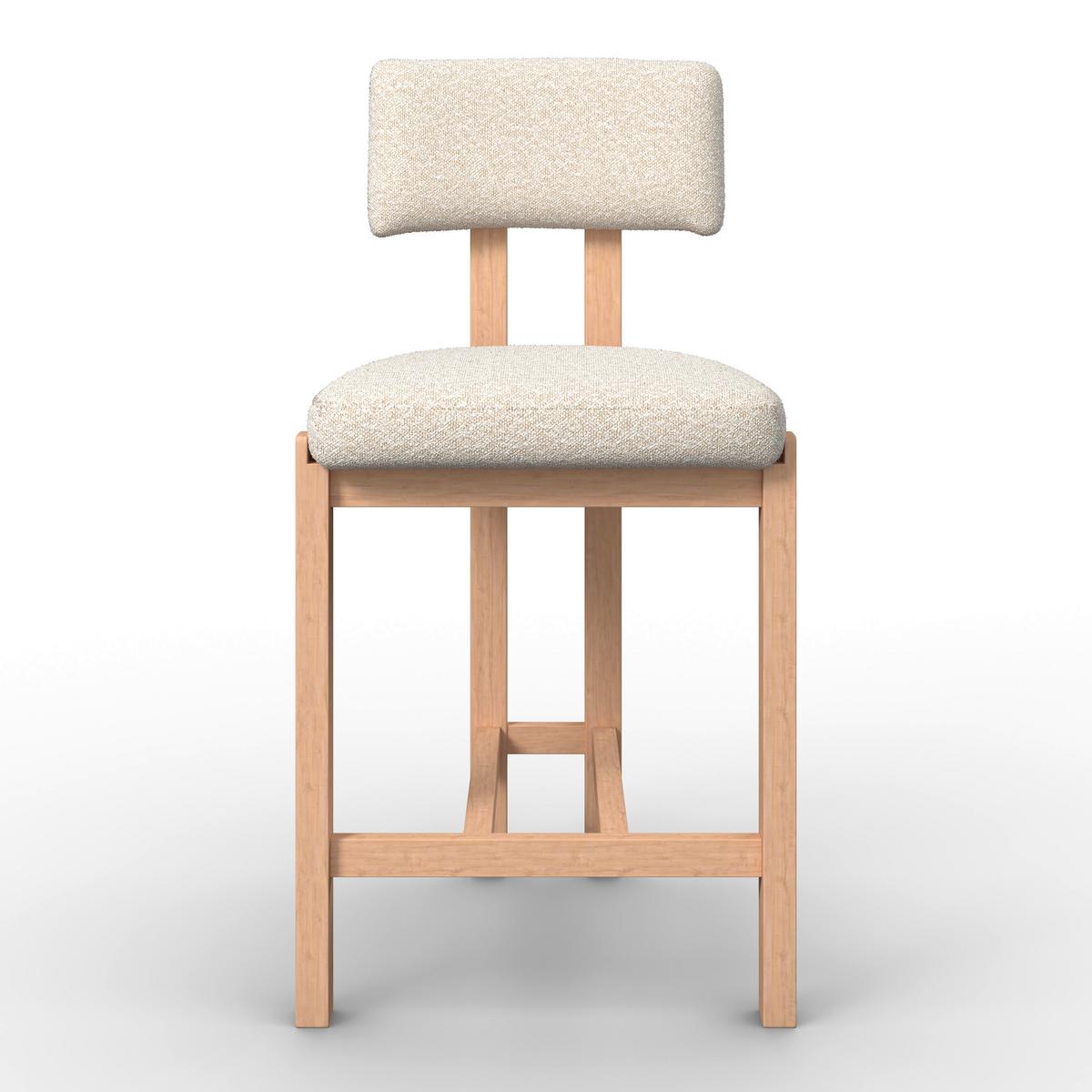 Barhocker Jonna Creme Bouclé Gepolstert - Creme/Naturfarben, MODERN, Holz/Textil (51/102/54cm) - Bessagi Home