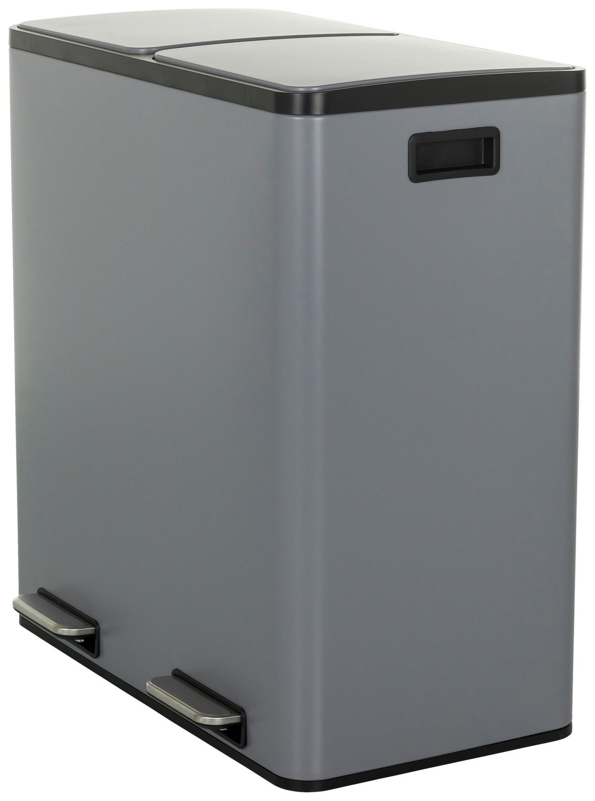 Abfallsammler Clean Grau ca. 58,5x62x32cm - Schwarz/Grau, MODERN, Kunststoff/Metall (58,5/62/32cm) - MID.YOU