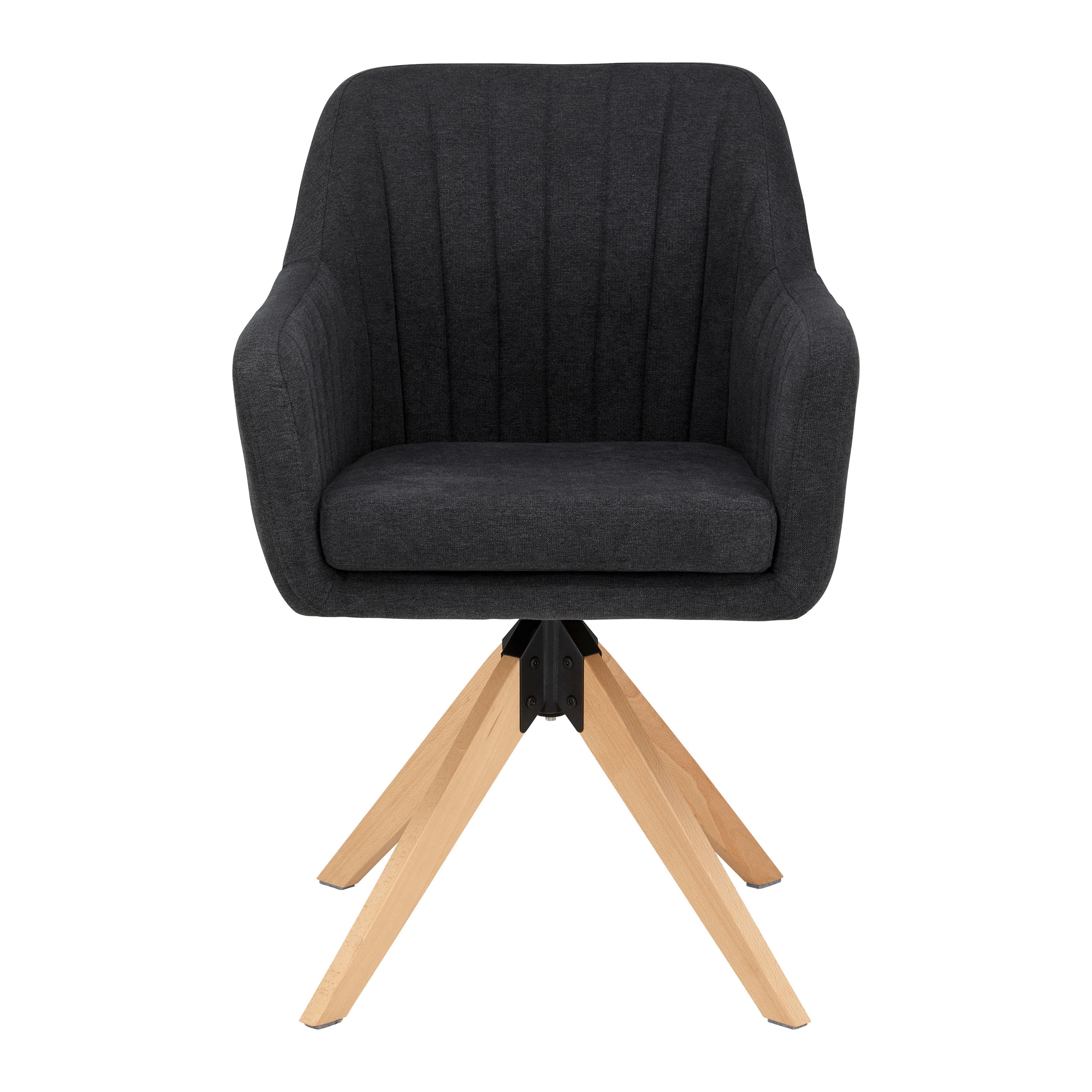 ARMLEHNSTUHL LUCITA - Anthrazit/Naturfarben, MODERN, Holz/Textil (58/87/60cm) - Bessagi Home