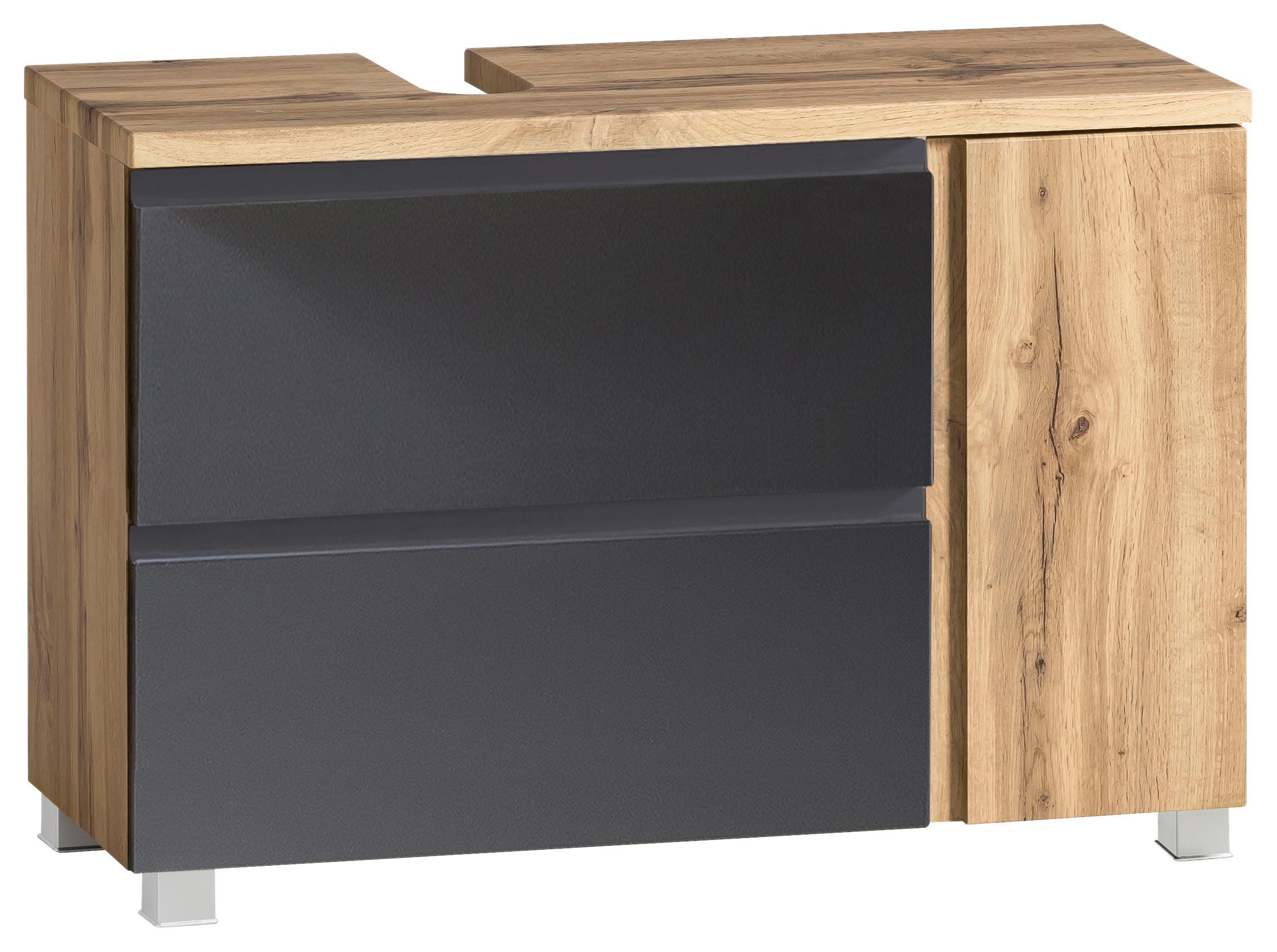 Waschbeckenunterschrank Varese ca. 85x56 cm Wotaneiche - Eiche Wotan/Grau, MODERN, Holzwerkstoff (85/56/35cm) - Held