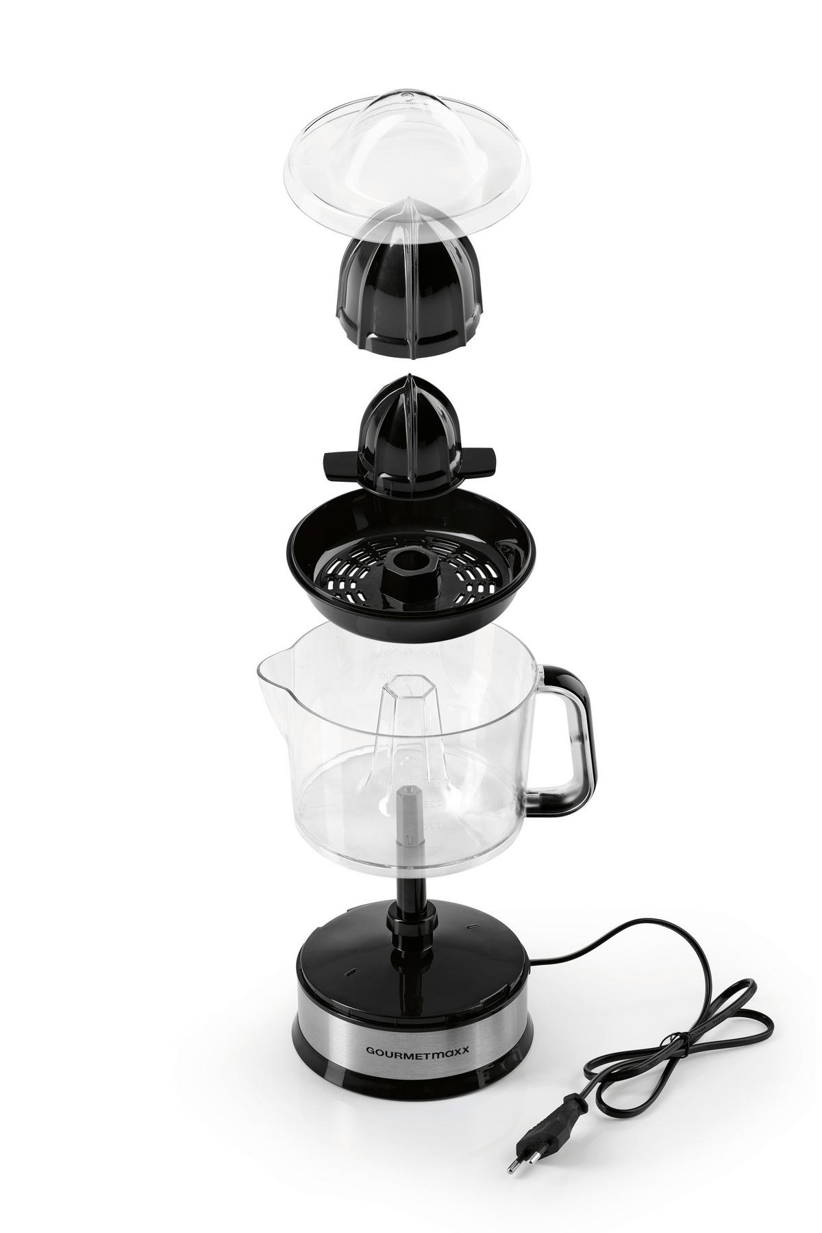 Zitronenpresse Gourmetmaxx Schwarz ca. 40 Watt - Transparent/Schwarz, MODERN, Kunststoff/Metall (19/14/21cm)