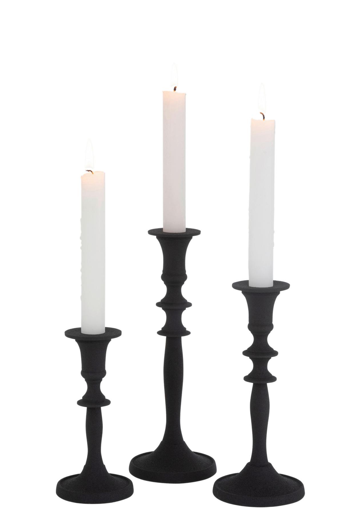 ZESTAW ŚWIECZNIKÓW 18410 - czarny, Basics, metal (9/9/23cm)