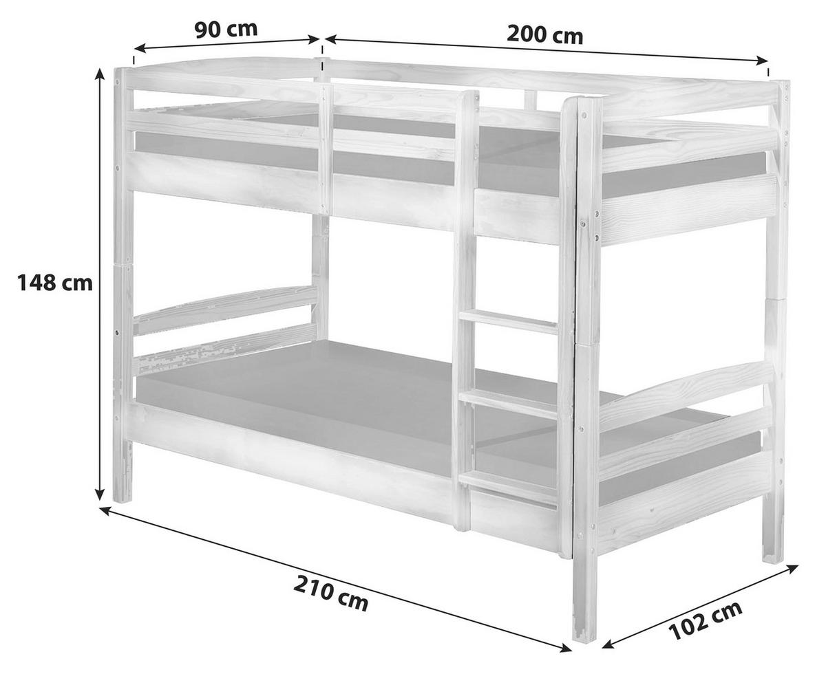 Etagenbett Holz Annika ca. 90x200 cm Weiß - Weiß, KONVENTIONELL, Holz (90/200cm) - Livetastic
