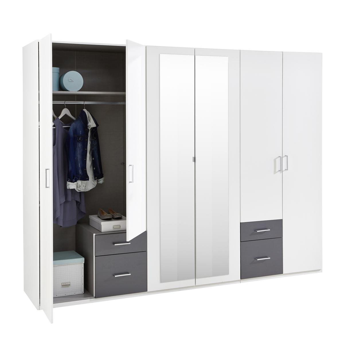 Ormar S Klasičnm Vratima Freiburg - bijela/srebrne boje, Design, staklo/drvni materijal (270/210/58cm) - Modern Living