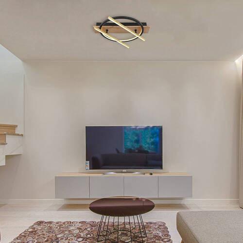 LED-Deckenleuchte Beatrix Messingfarben max. 32 Watt - Dunkelbraun/Messingfarben, Design, Holzwerkstoff/Kunststoff (44/40/9cm) - Globo