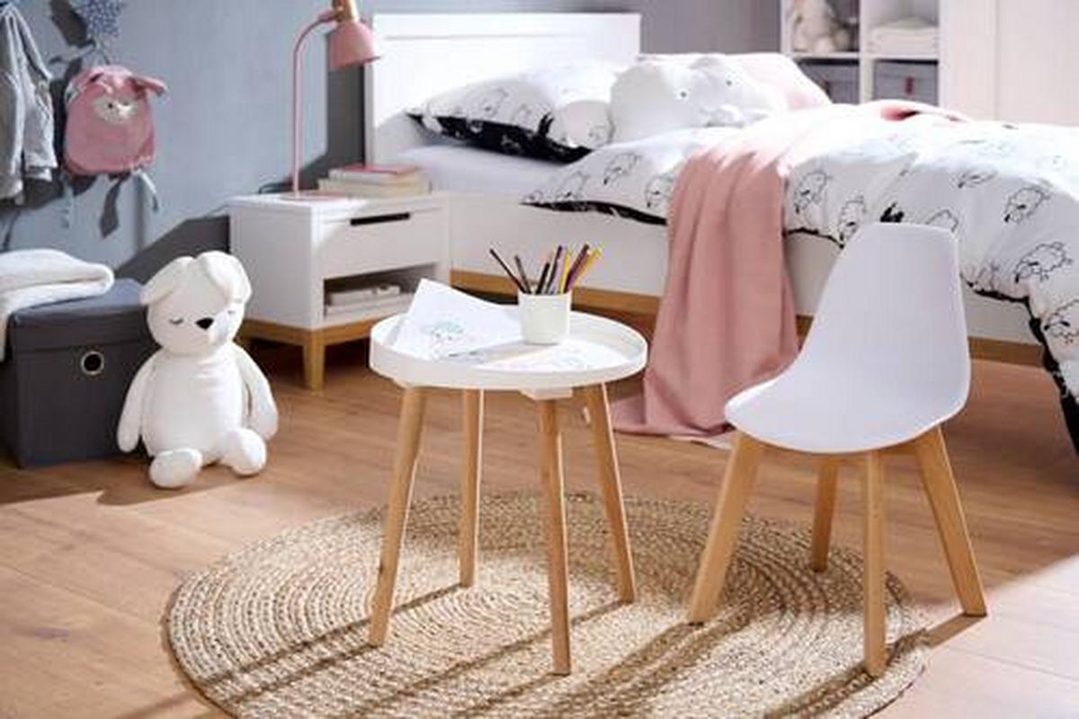 KRZESEŁKO DLA DZIECI KOPENHAGEN 2 - kolor bukowy/biały, Modern, tworzywo sztuczne/drewno (33/57/38cm) - P & B