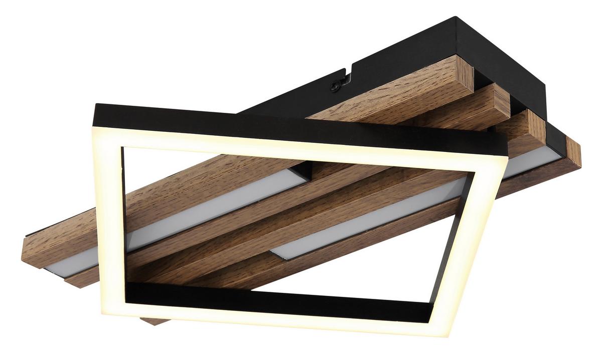 Led Stropna Svjetiljka Obrien - bijela/tamno smeđa, Natur, drvni materijal/metal (33/31/7,5cm) - Globo