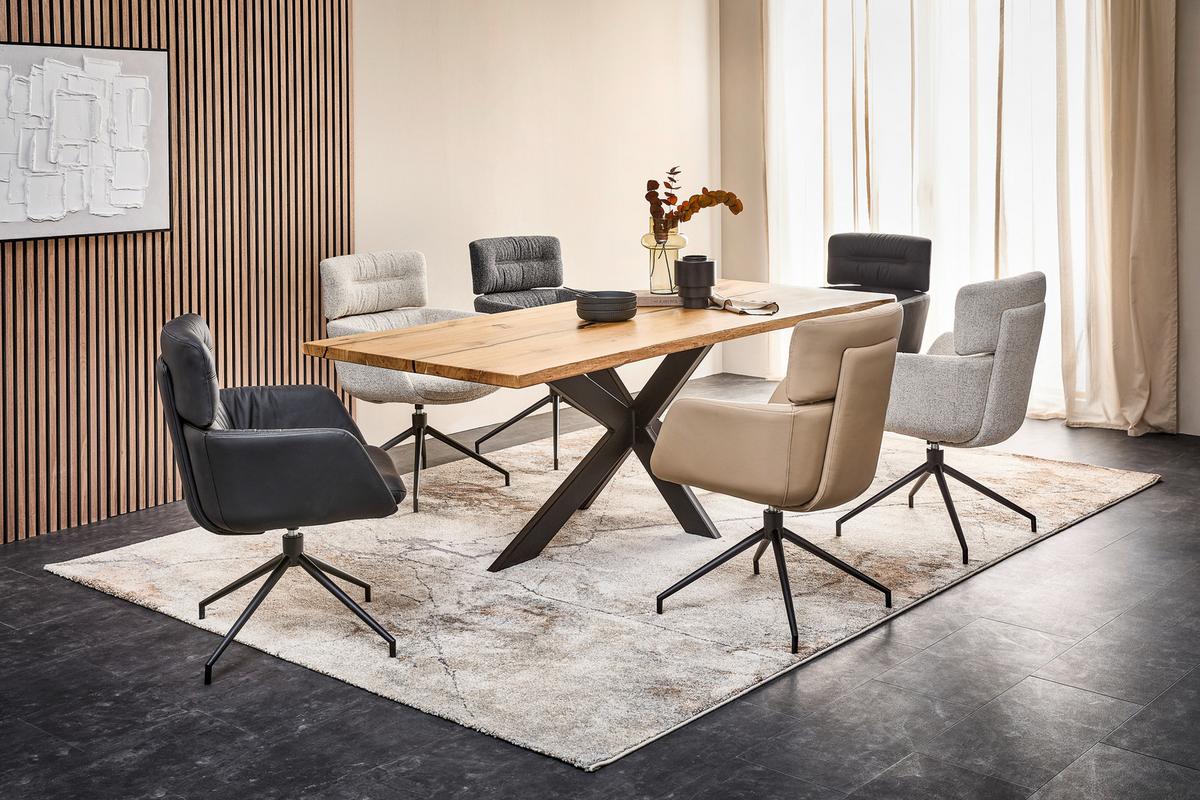 KRZESŁO Z PODŁOKIETNIKAMI PABLO -EXKLUSIV- - czarny/taupe, Design, skóra/metal (62/92/66cm) - Dieter Knoll