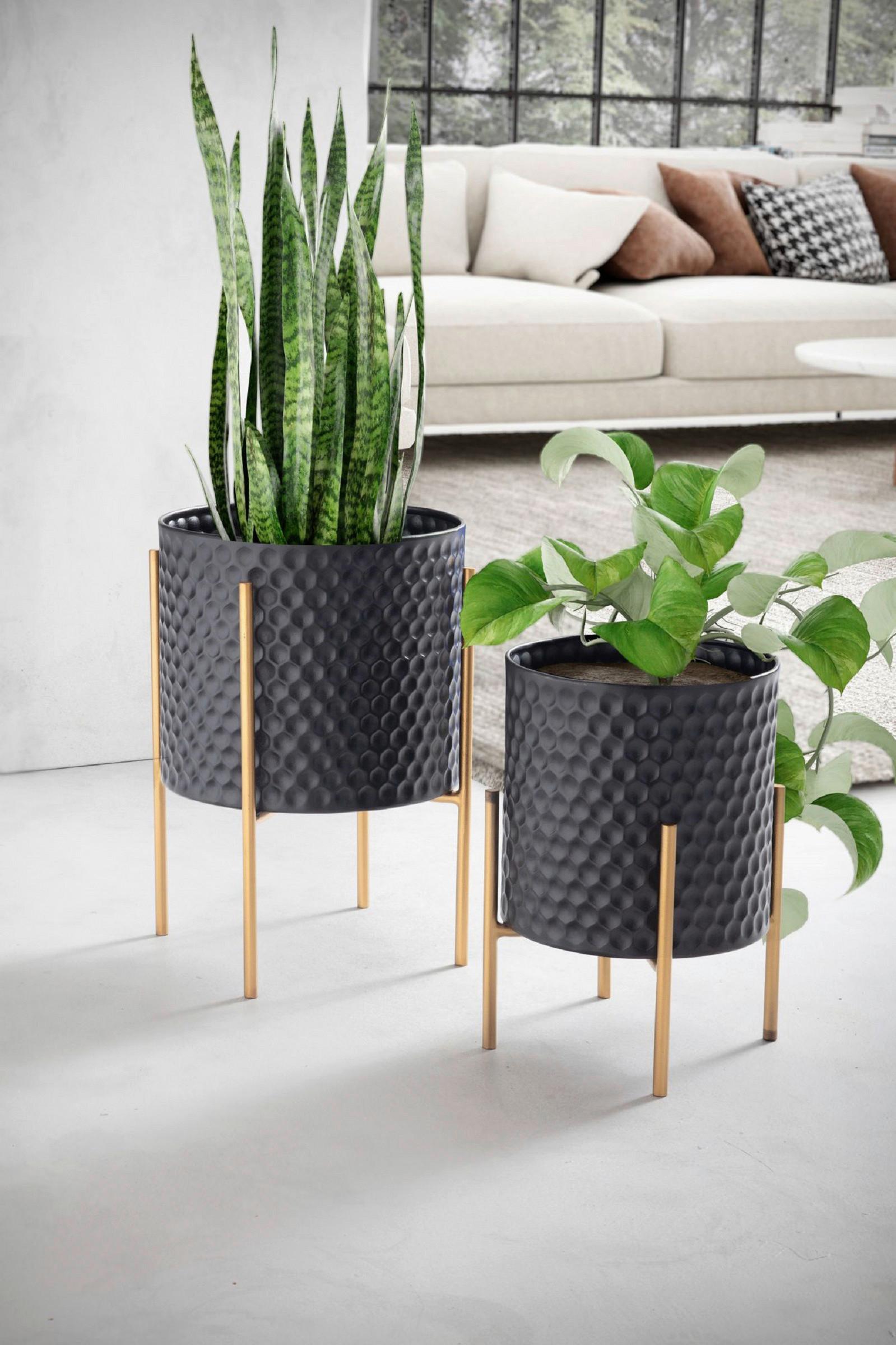 Lonček Za Cvetlice Wl6.752 - črna, Design, kovina (24-30/35,5-44cm) - MID.YOU