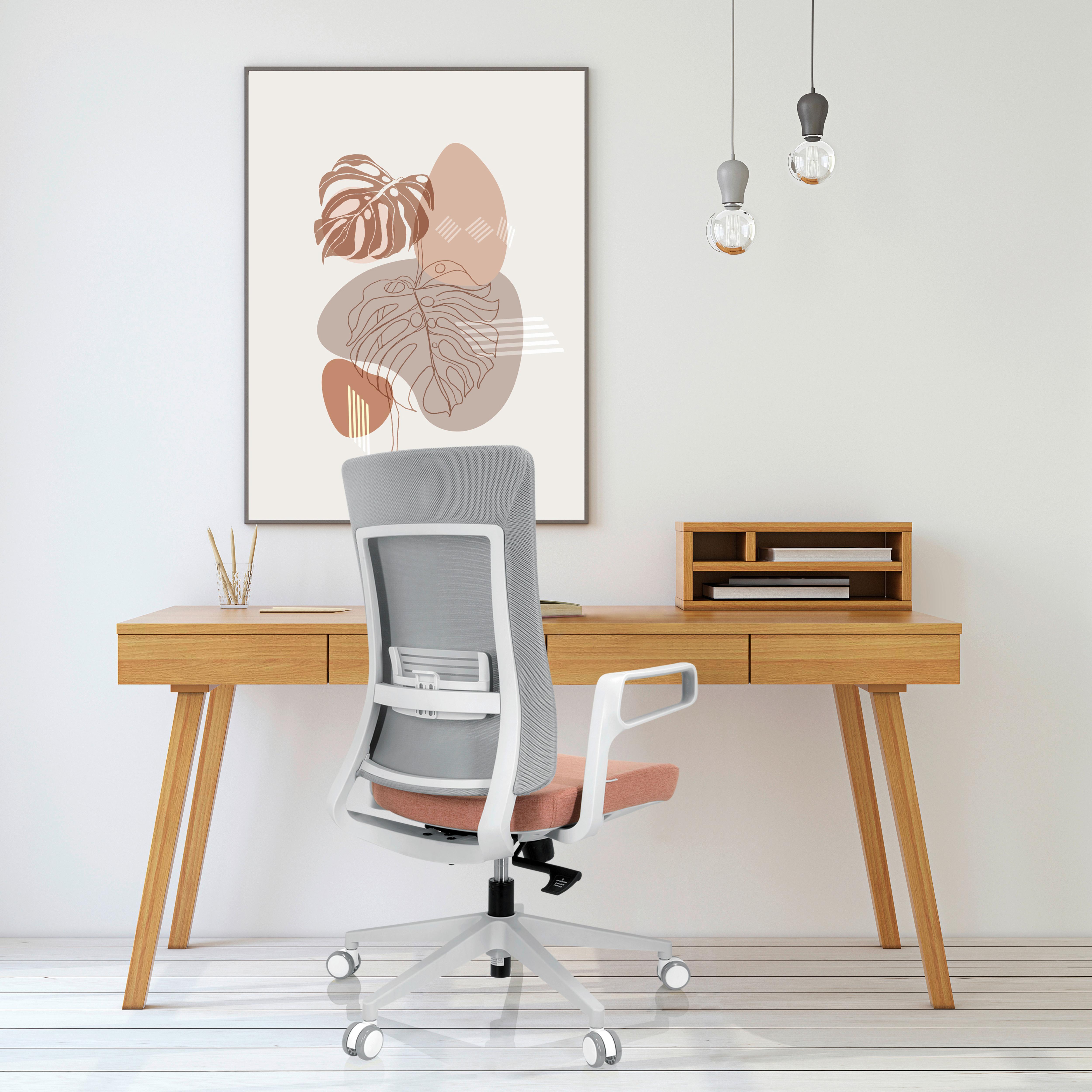 Pisarniški Stol Comfio Wm, Siva, Roza - roza/siva, Basics, umetna masa/tekstil (58/104/59cm) - MID.YOU