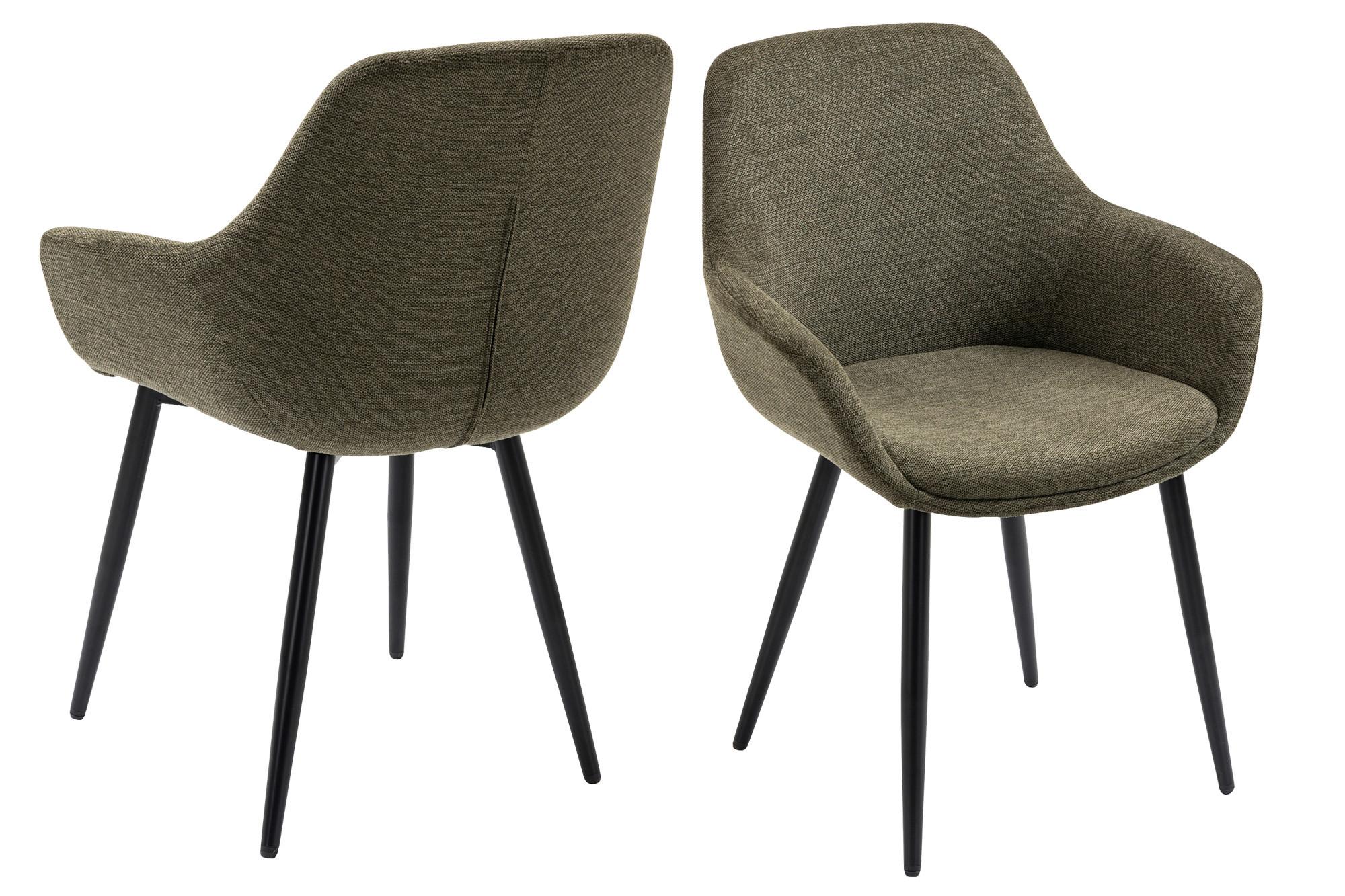 Set Naslanjačev Lena, Zelena, 2-Delni - črna/zelena, Moderno, kovina/tekstil (64/86/59cm) - Livetastic