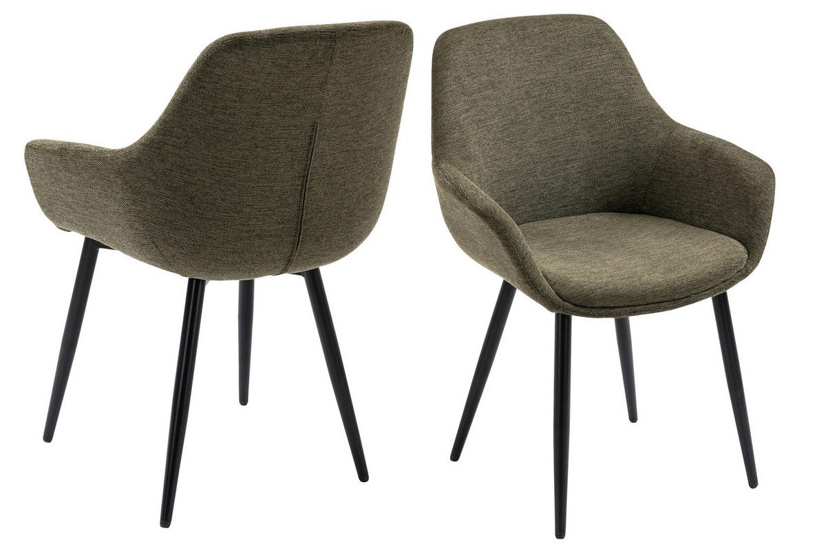 Set Naslanjačev Lena, Zelena, 2-Delni - črna/zelena, Moderno, kovina/tekstil (64/86/59cm) - Livetastic