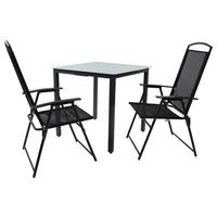 Gartentischgruppe Anthrazit 3-teilig - Anthrazit, Basics, Glas/Metall - Gardenson